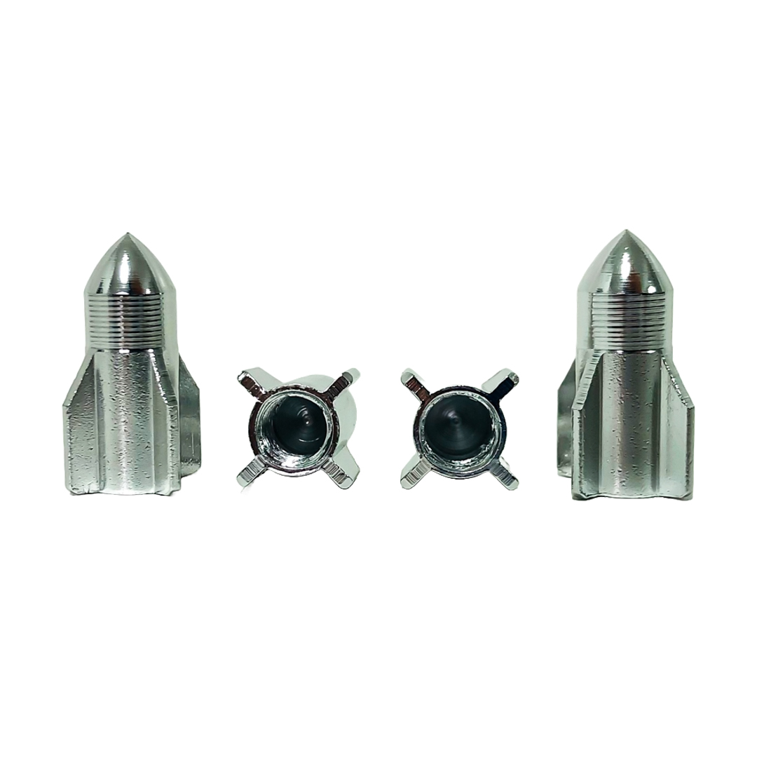 JUEGO DE TAPITAS DE VALVULA TUNNING SET X 4 PCS ROCKET PLATEADAS - 2