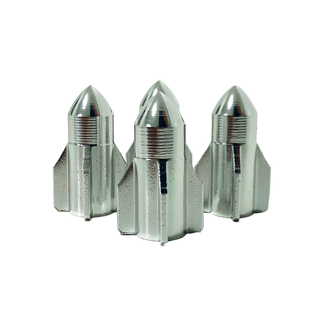 JUEGO DE TAPITAS DE VALVULA TUNNING SET X 4 PCS ROCKET PLATEADAS - 3
