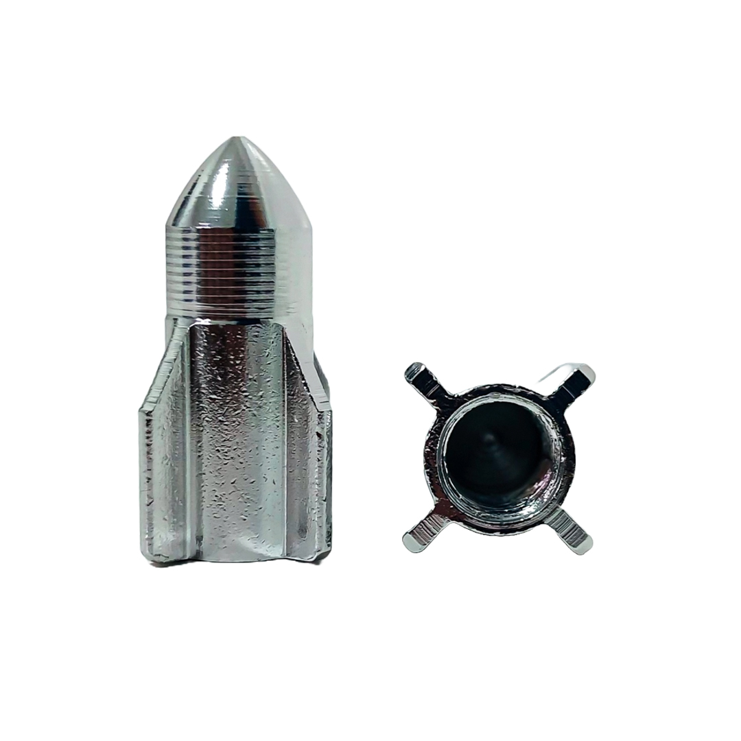 JUEGO DE TAPITAS DE VALVULA TUNNING SET X 4 PCS ROCKET PLATEADAS - 4