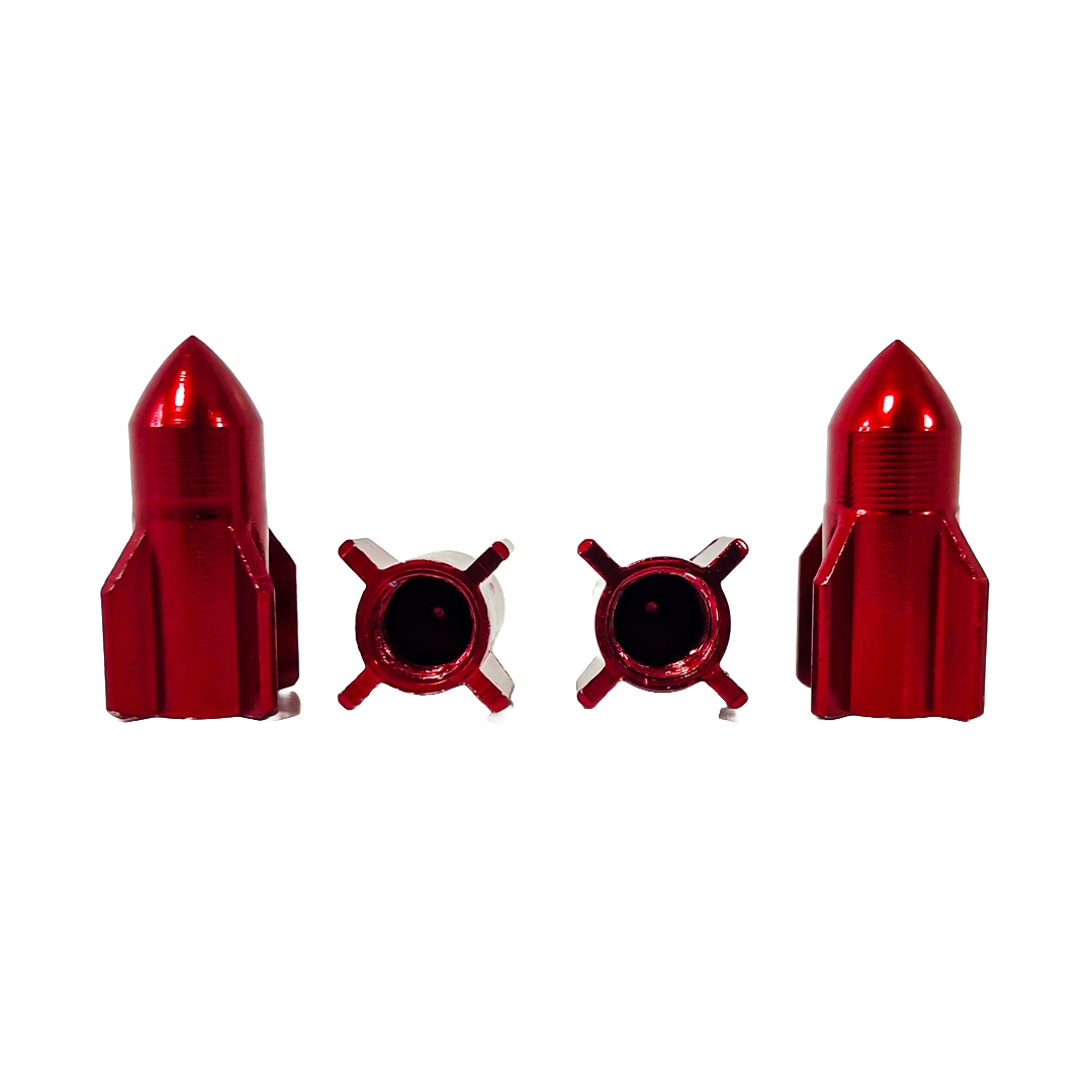 JUEGO DE TAPITAS DE VALVULA TUNNING SET X 4 PCS ROCKET ROJAS - 2