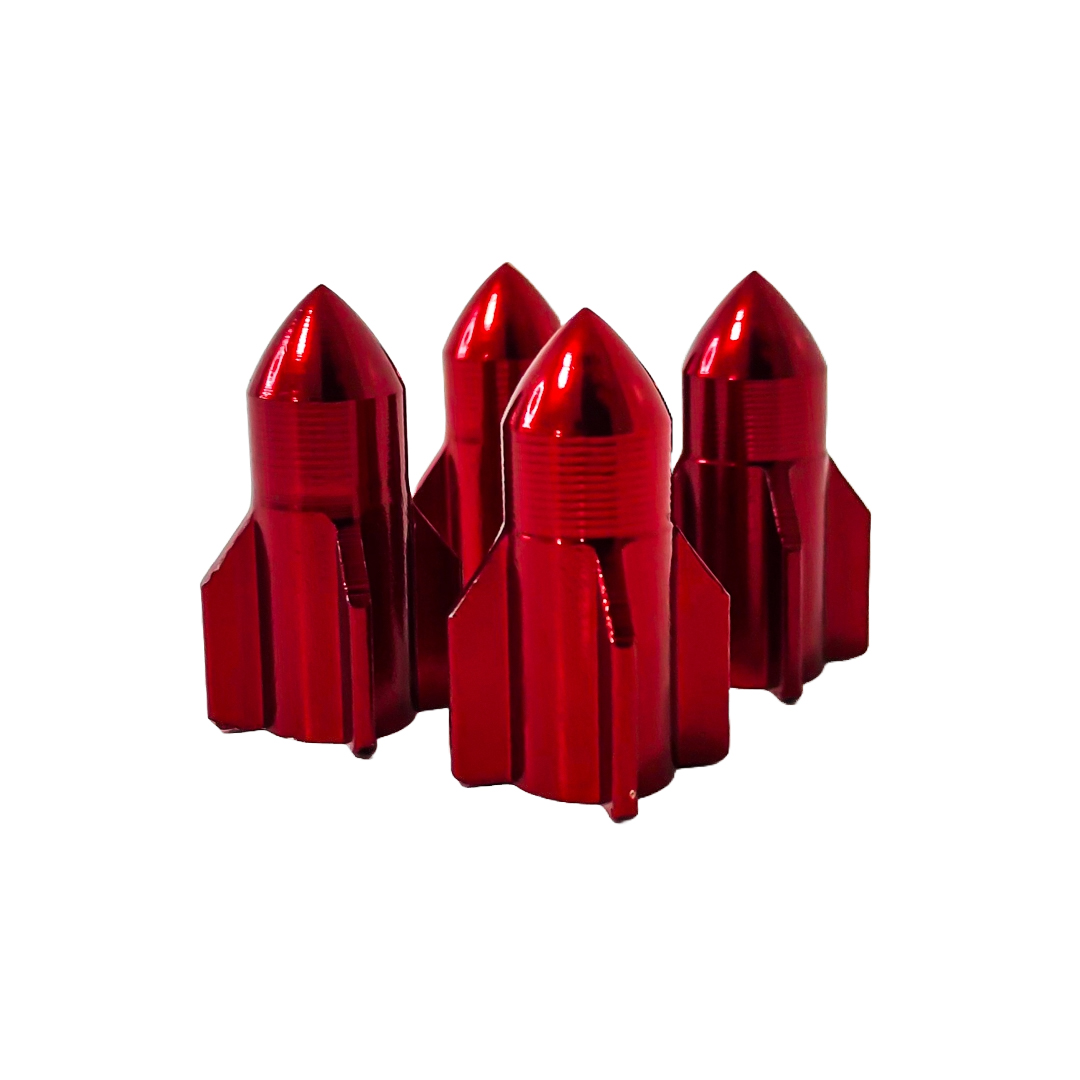 JUEGO DE TAPITAS DE VALVULA TUNNING SET X 4 PCS ROCKET ROJAS - 3