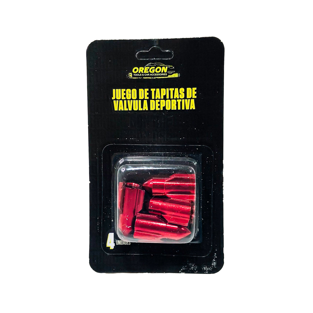 JUEGO DE TAPITAS DE VALVULA TUNNING SET X 4 PCS ROCKET ROJAS - 5