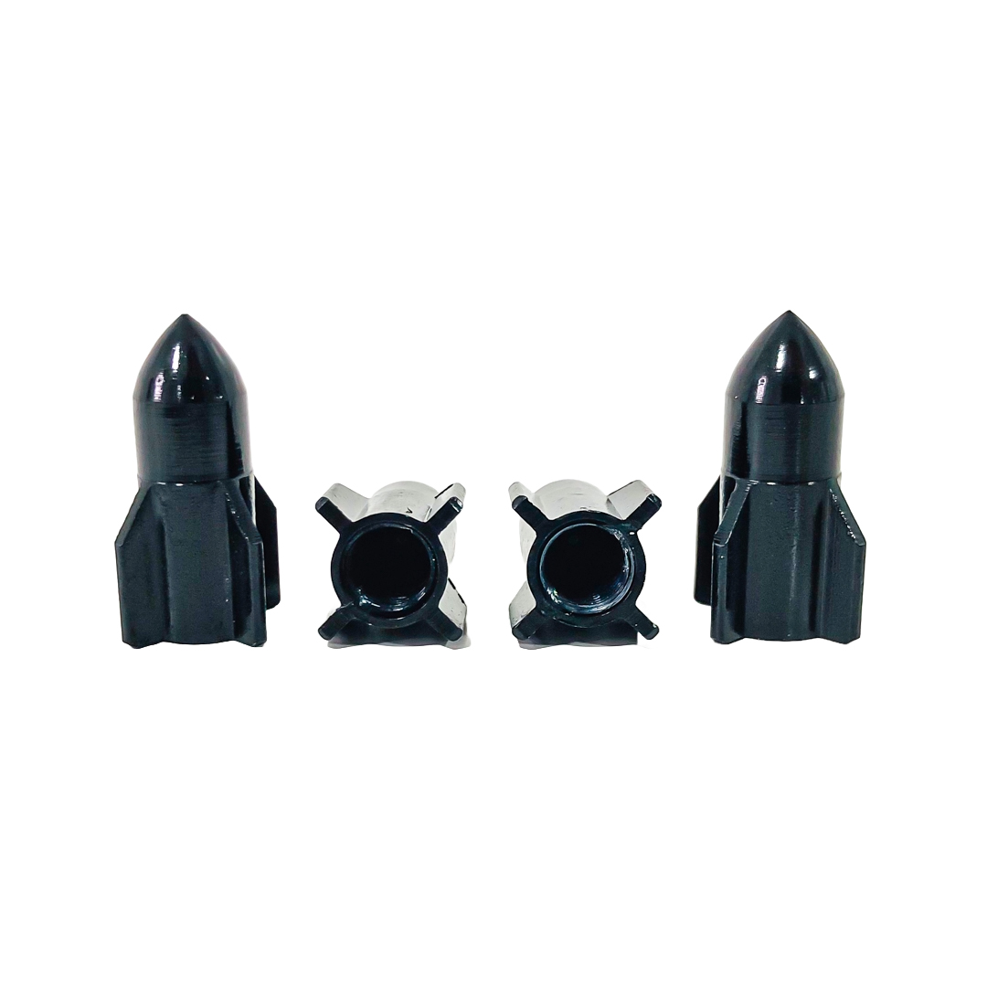 JUEGO DE TAPITAS DE VALVULA TUNNING SET X 4 PCS ROCKET NEGRAS - 3