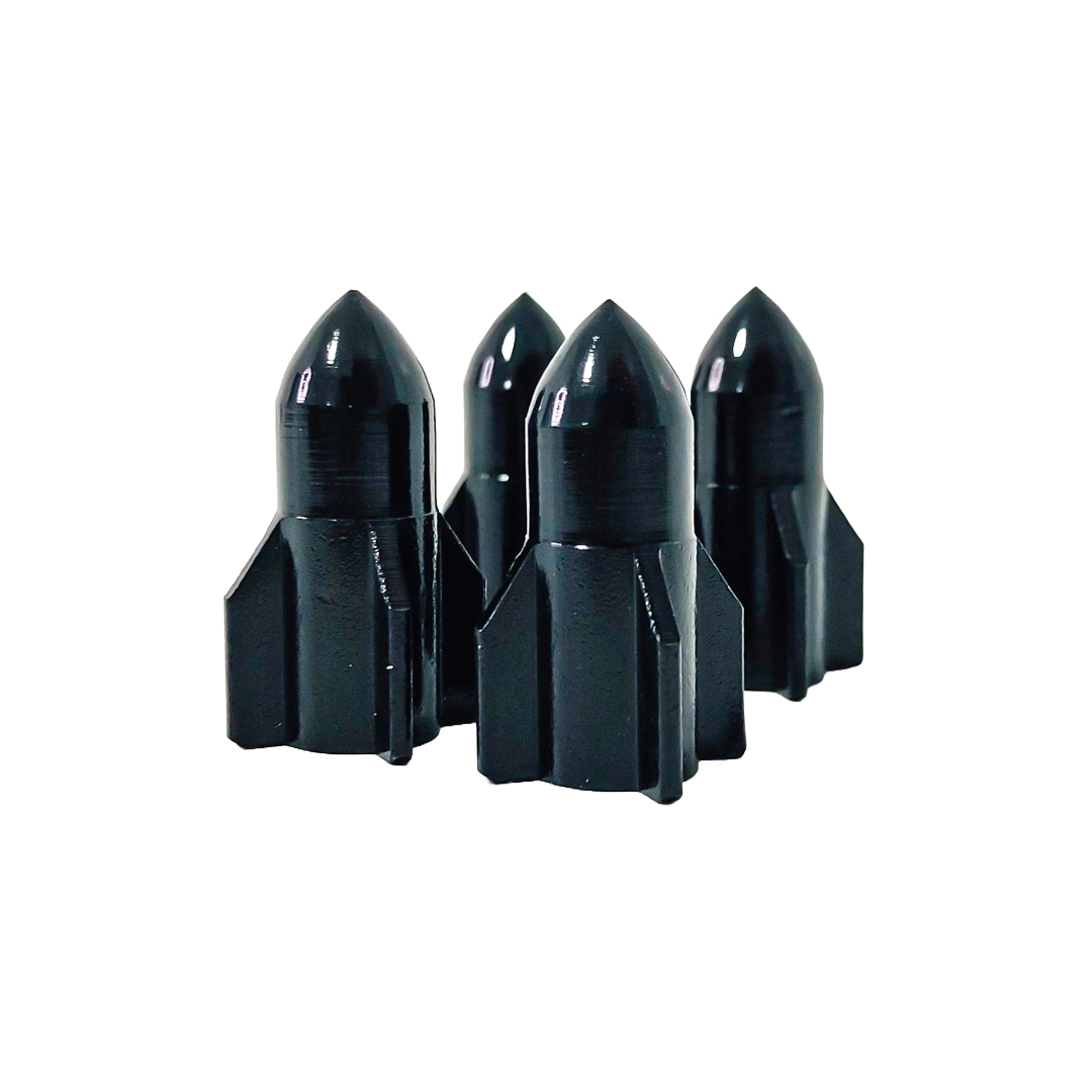 JUEGO DE TAPITAS DE VALVULA TUNNING SET X 4 PCS ROCKET NEGRAS - 4