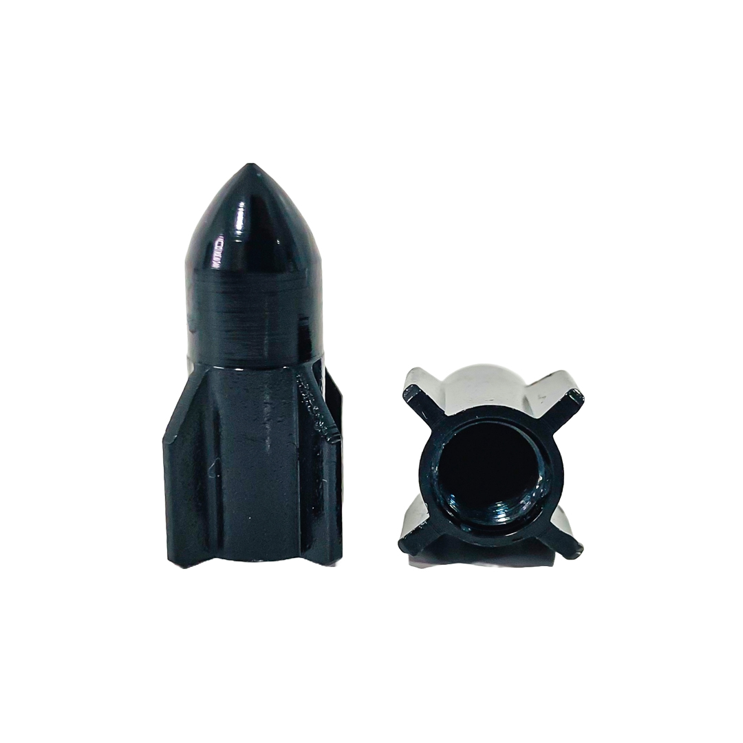 JUEGO DE TAPITAS DE VALVULA TUNNING SET X 4 PCS ROCKET NEGRAS - 5