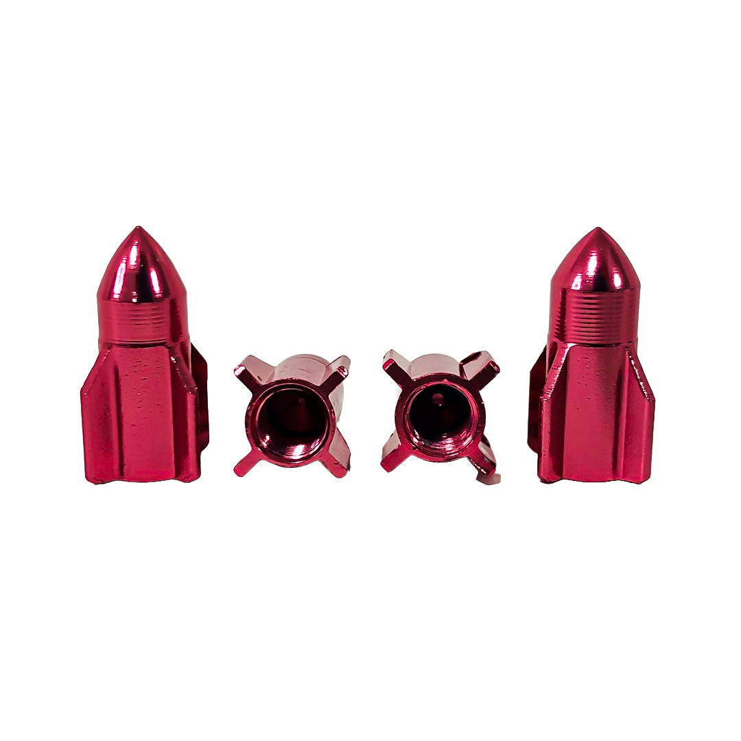 JUEGO DE TAPITAS DE VALVULA TUNNING SET X 4 PCS ROCKET ROSAS - 2