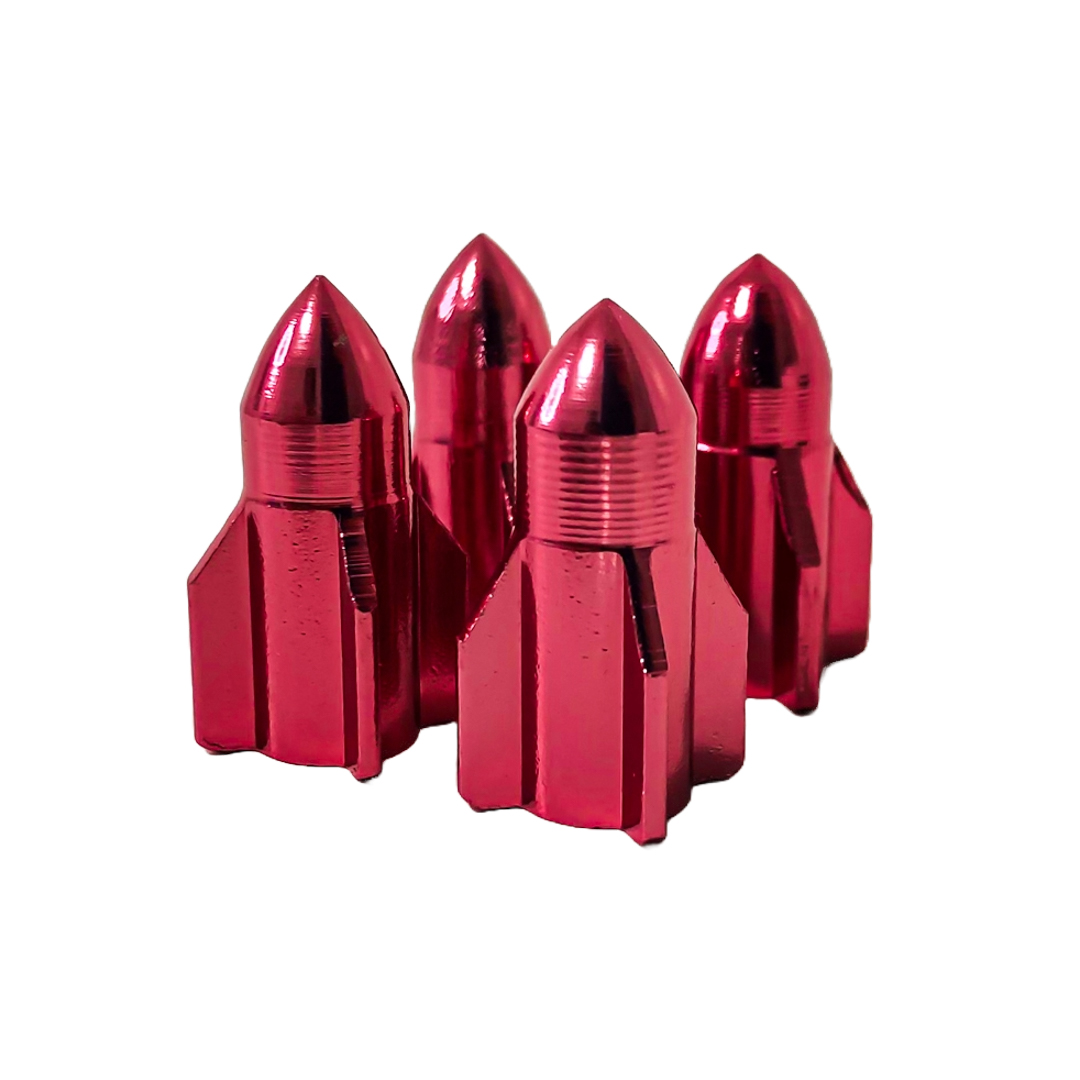 JUEGO DE TAPITAS DE VALVULA TUNNING SET X 4 PCS ROCKET ROSAS - 3