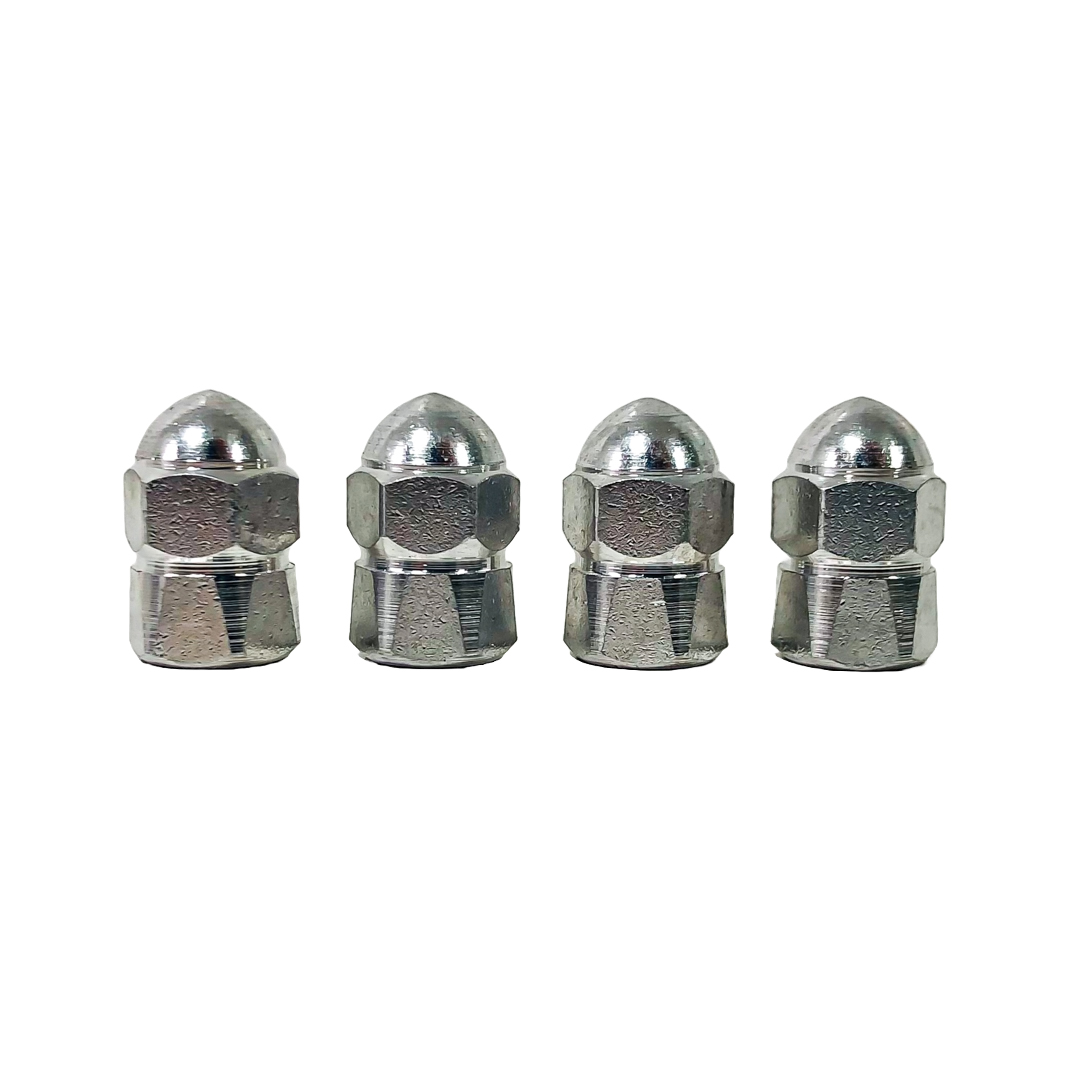 JUEGO DE TAPITAS DE VALVULA TUNNING SET X 4 PCS MUSHROOM PLATEADAS