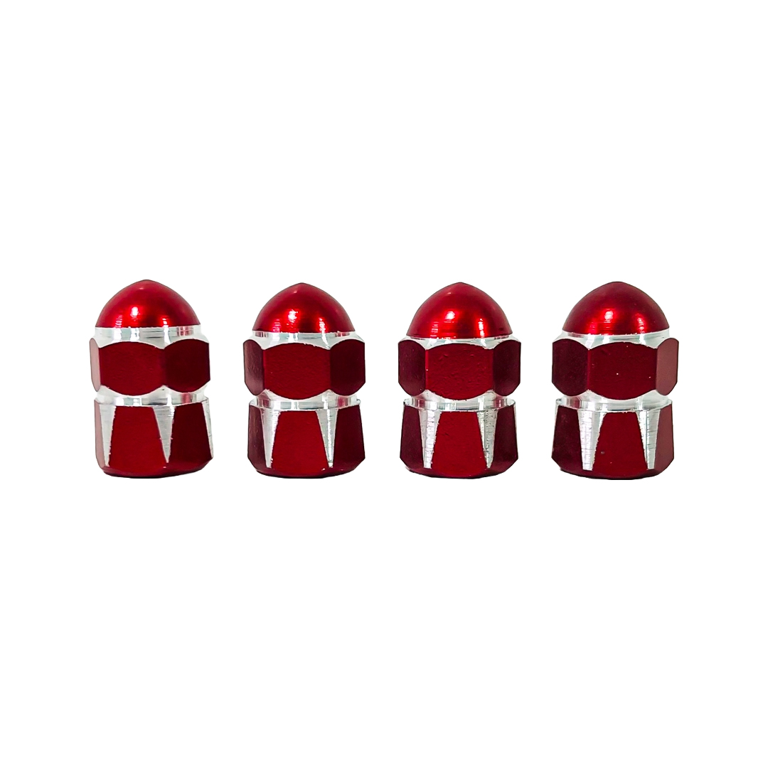 JUEGO DE TAPITAS DE VALVULA TUNNING SET X 4 PCS MUSHROOM ROJAS