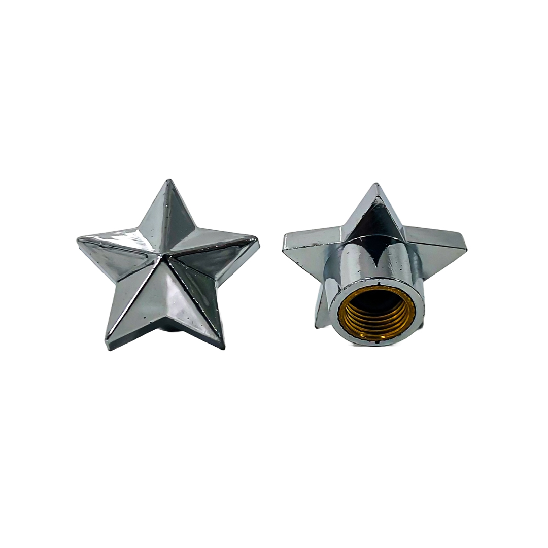 JUEGO DE TAPITAS DE VALVULA TUNNING SET X 4 PCS ESTRELLA PLATEADAS - 7