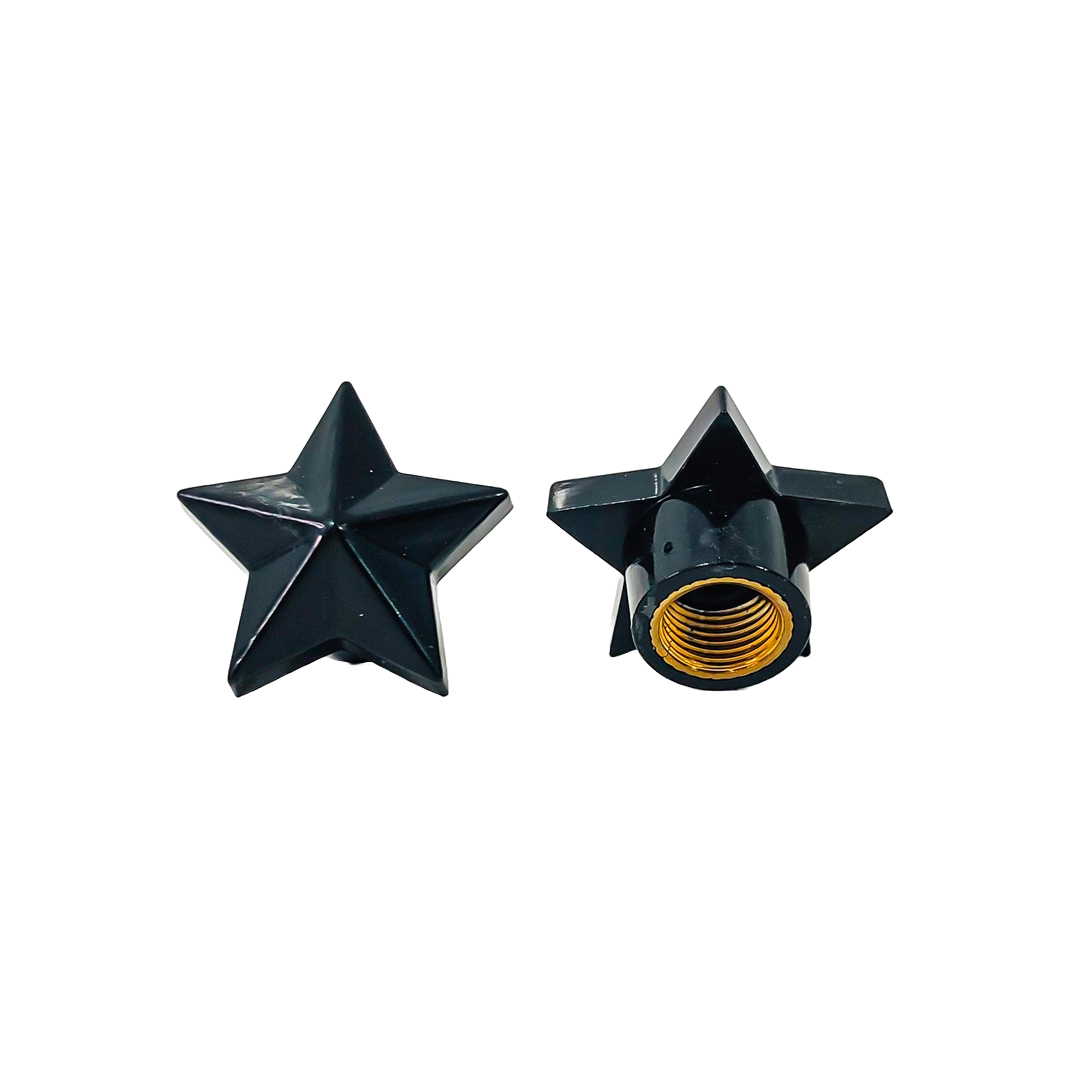 JUEGO DE TAPITAS DE VALVULA TUNNING SET X 4 PCS ESTRELLA NEGRAS - 7