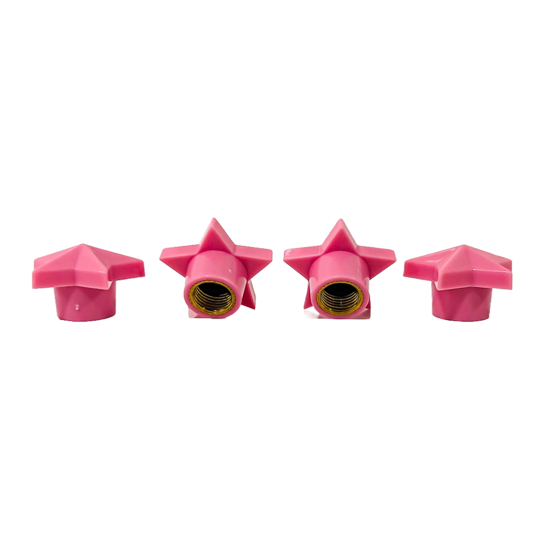 JUEGO DE TAPITAS DE VALVULA TUNNING SET X 4 PCS ESTRELLA ROSAS - 5