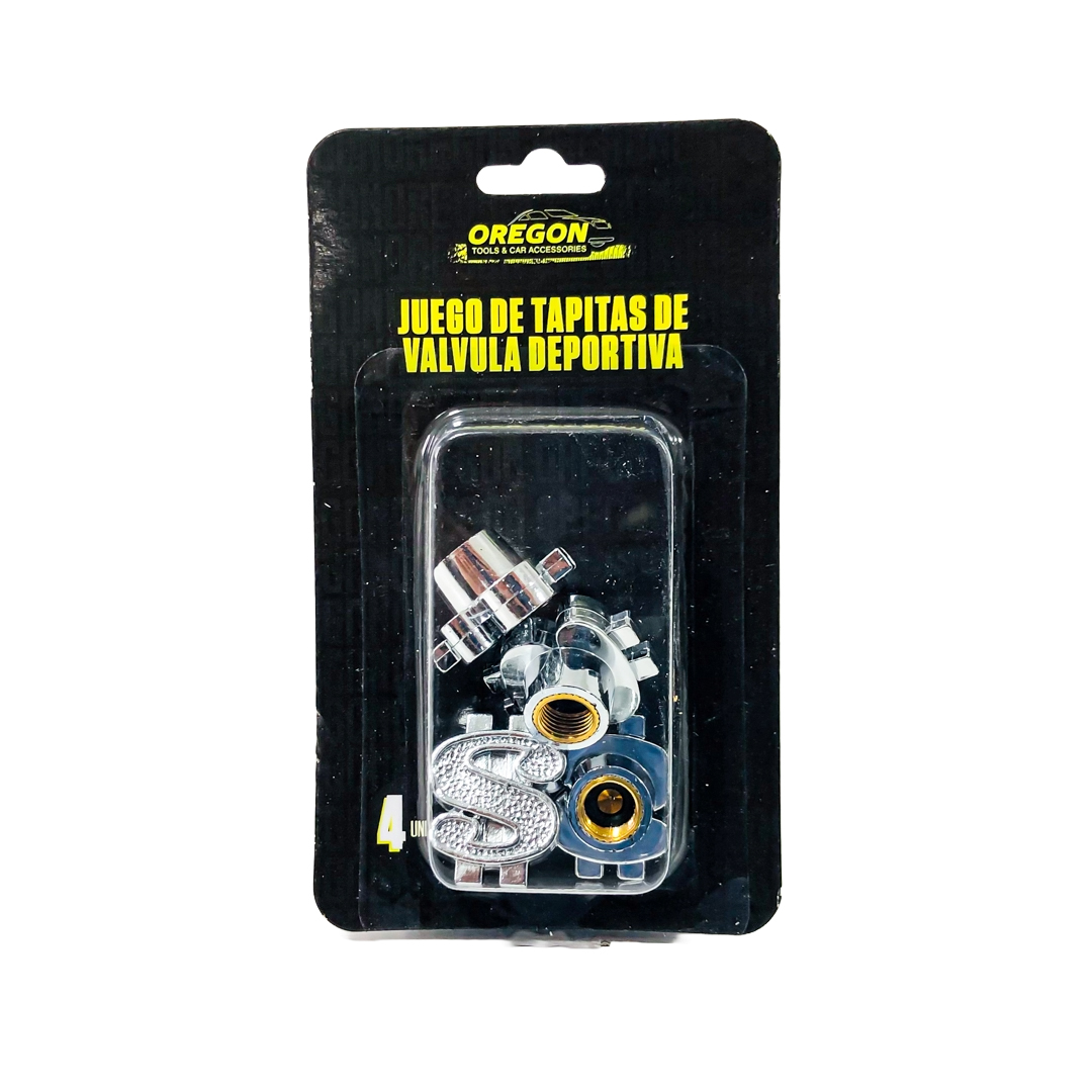 JUEGO DE TAPITAS DE VALVULA TUNNING SET X 4 PCS DOLAR PLATEADAS - 7