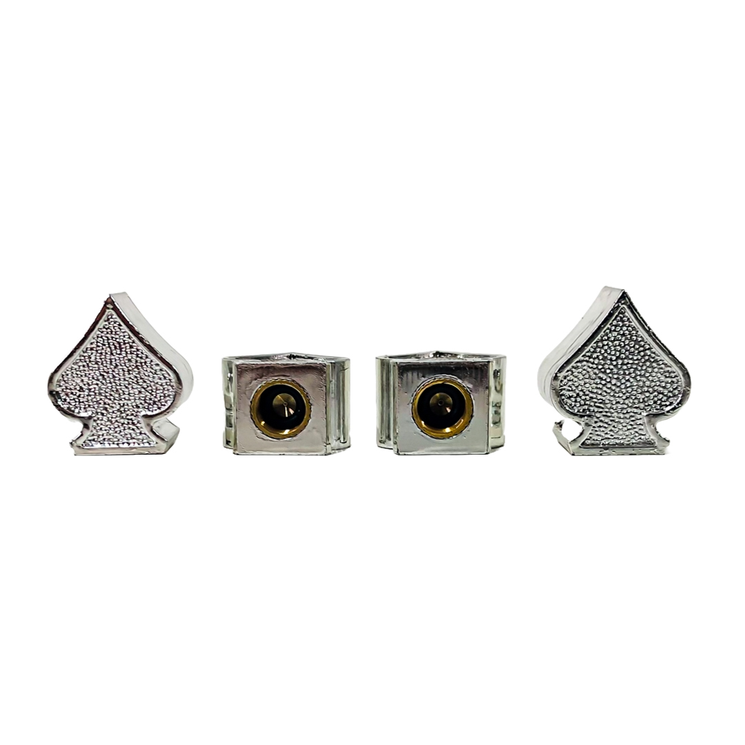 JUEGO DE TAPITAS DE VALVULA TUNNING SET X 4 PCS PICS POKER PLATEADAS - 4