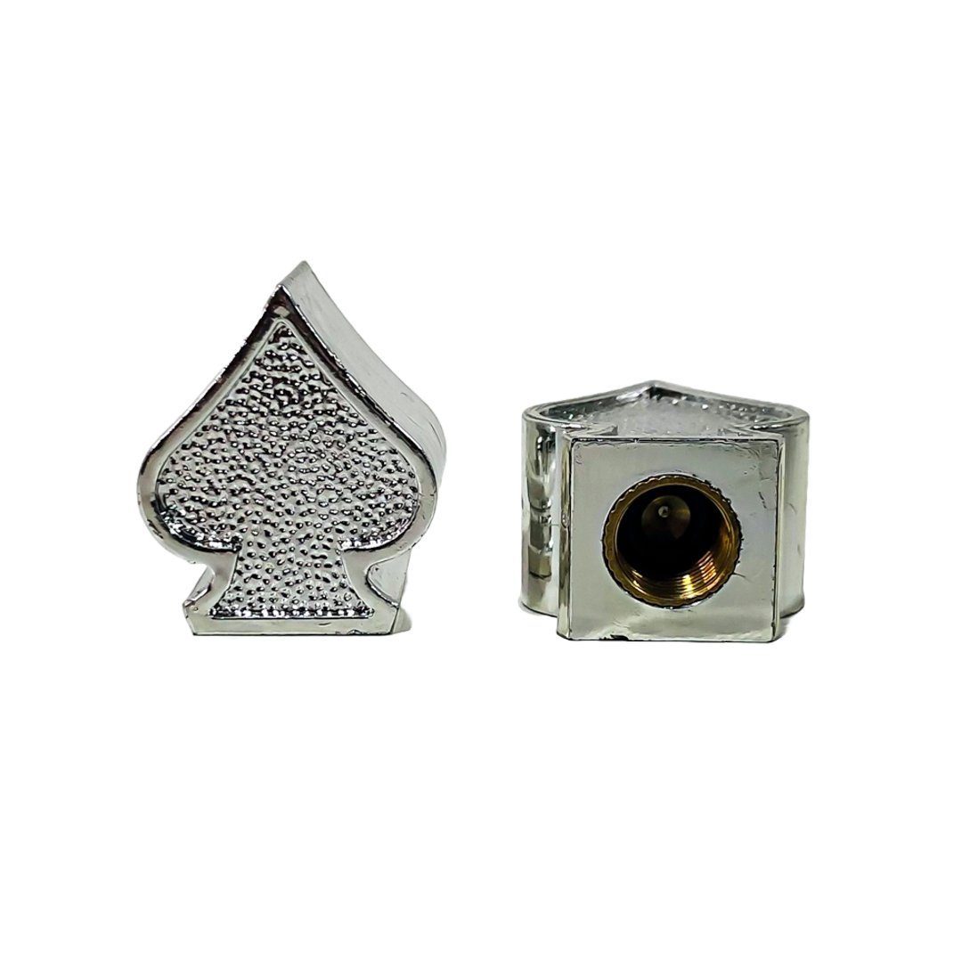 JUEGO DE TAPITAS DE VALVULA TUNNING SET X 4 PCS PICS POKER PLATEADAS - 5