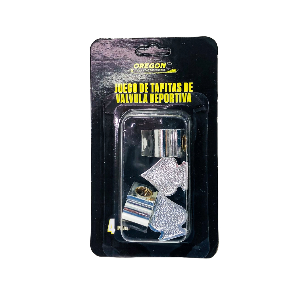 JUEGO DE TAPITAS DE VALVULA TUNNING SET X 4 PCS PICS POKER PLATEADAS - 6