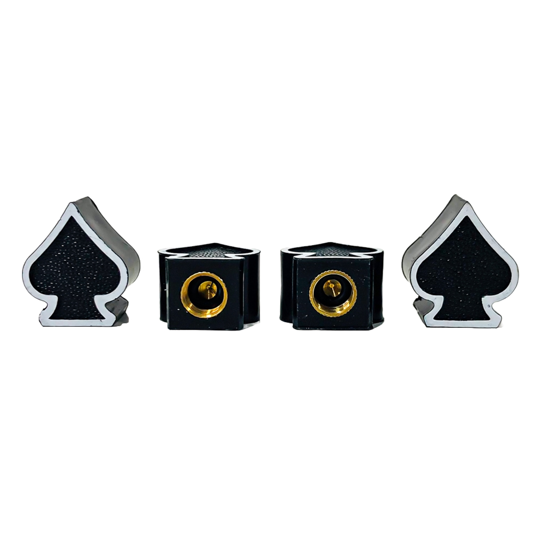 JUEGO DE TAPITAS DE VALVULA TUNNING SET X 4 PCS PICS POKER NEGRAS - 3