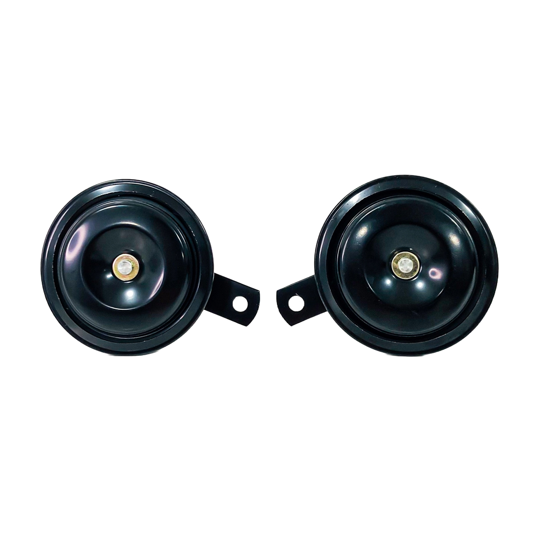 BOCINA TIPO DISCO GALLETA MERCEDES BENZ. 2 TERMINALES. VOLTAJE 12V. ENVASE POR JUEGO DIAMETRO 90MM CANTIDAD POR CAJA MASTER 30 - 2