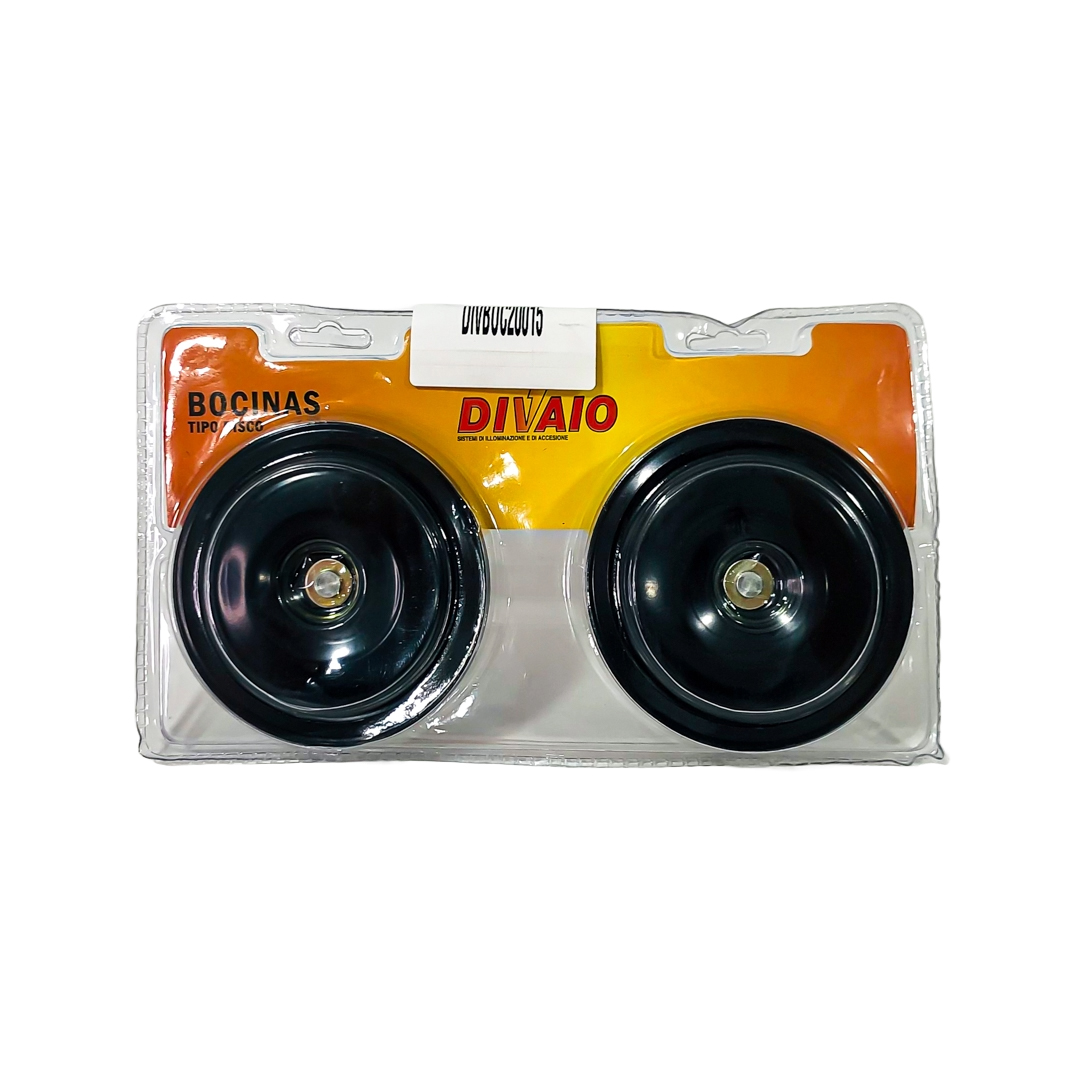 BOCINA TIPO DISCO GALLETA MERCEDES BENZ. 2 TERMINALES. VOLTAJE 12V. ENVASE POR JUEGO DIAMETRO 90MM CANTIDAD POR CAJA MASTER 30 - 6