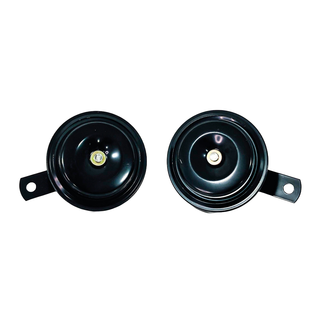 BOCINA TIPO DISCO GALLETA MERCEDES BENZ. 1 TERMINAL. VOLTAJE 12V. ENVASE POR JUEGO DIAMETRO 90MM