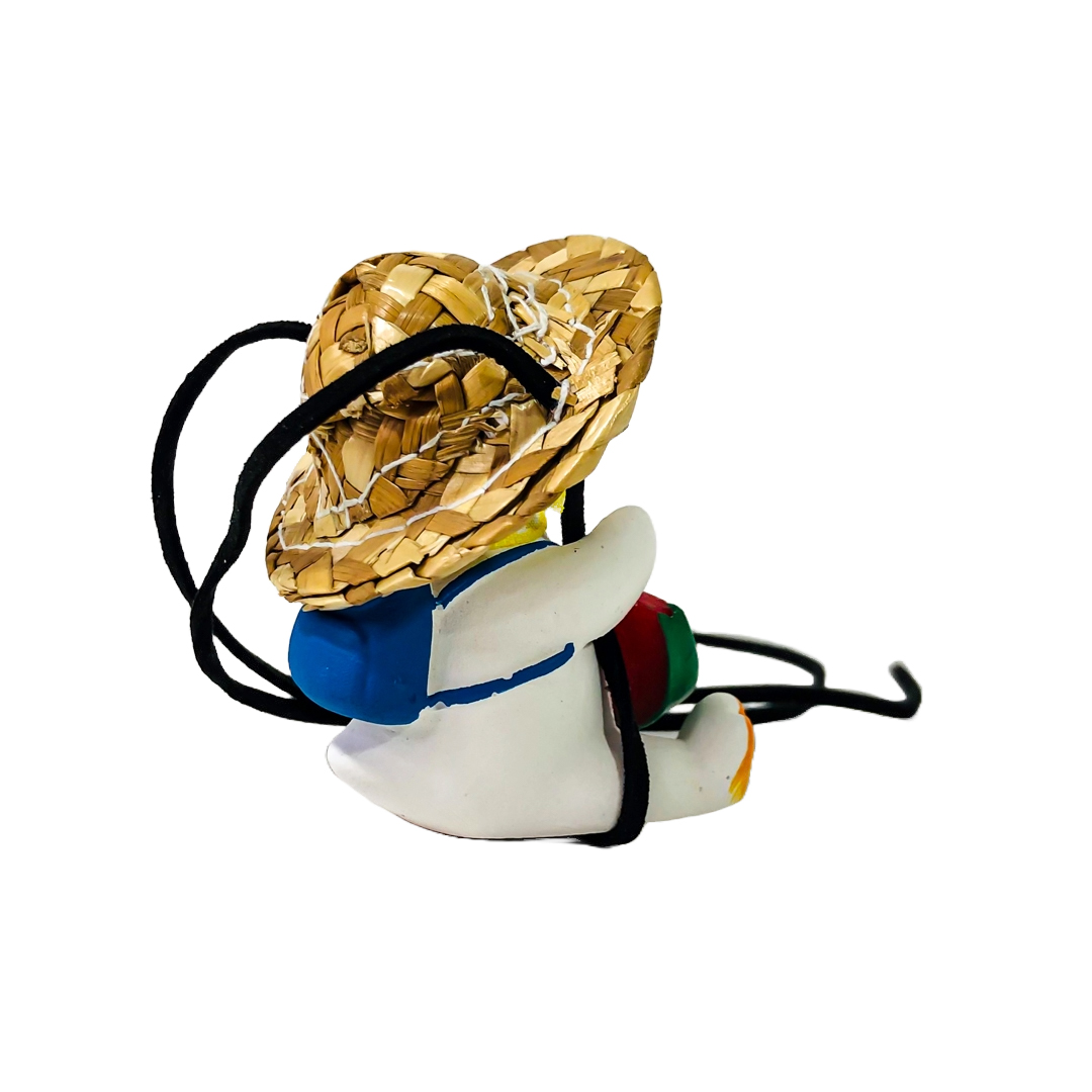 PATITO DECORATIVO COLGANTE DE CERAMICA PARA AUTO GRANJERO CON SOMBRERO Y SANDIA - 4