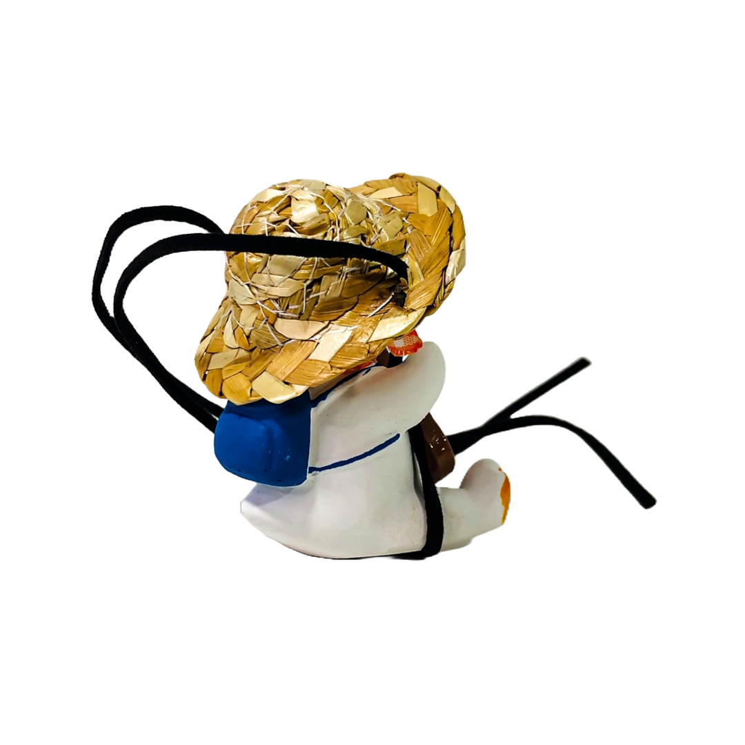 PATITO DECORATIVO COLGANTE DE CERAMICA PARA AUTO COUNTRY MUSIC CON SOMBRERO DE PAJA Y GUITARRA CRIOLLA - 3