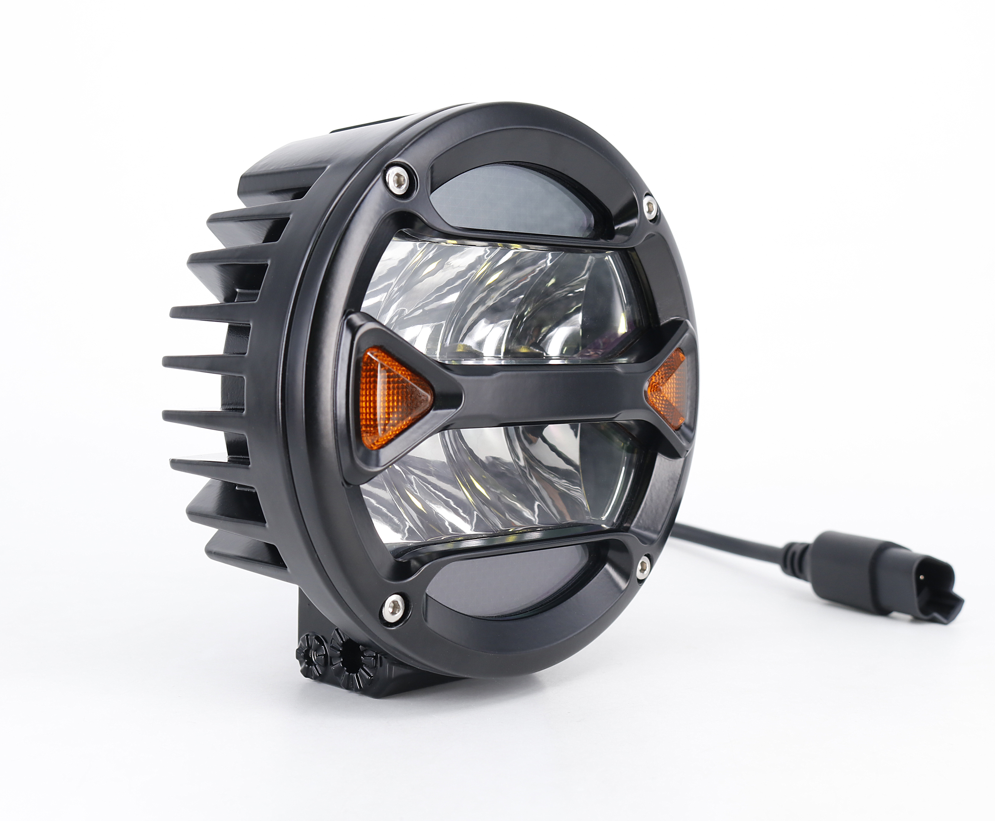 OFF ROAD FARO DE LED UNIVERSAL REDONDO 5.5" AMBAR CON GIROS AMBAR 40 WATTS - 8 CHIP LED OSRAM OSLON - 12V/24V COLOR AMBAR