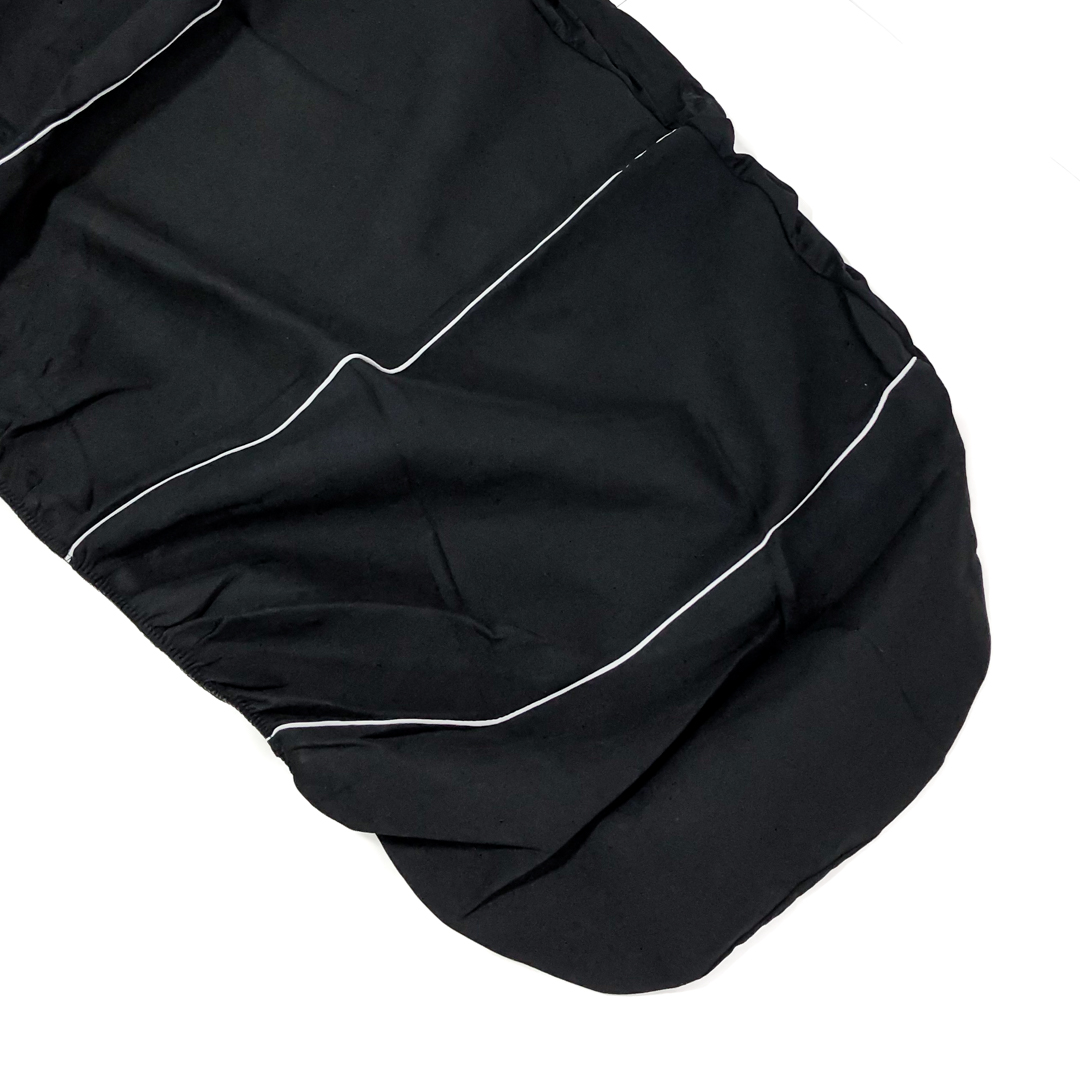 FUNDA CUBRE ASIENTO 9 PIEZAS DE TELA COLOR NEGRO CON DETALLES BLANCO - 2