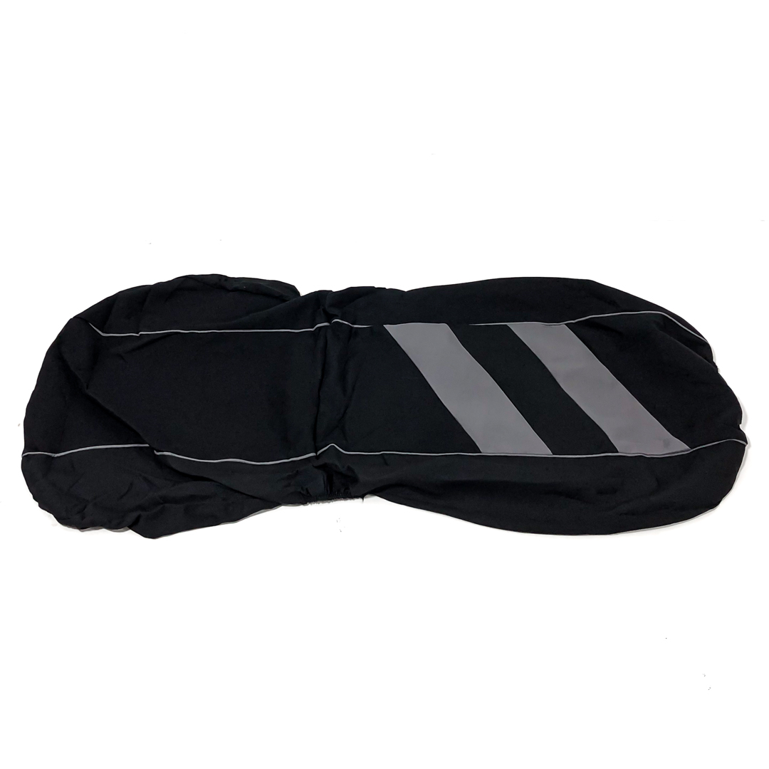 FUNDA CUBRE ASIENTO 9 PIEZAS DE TELA COLOR NEGRO CON DETALLES GRIS