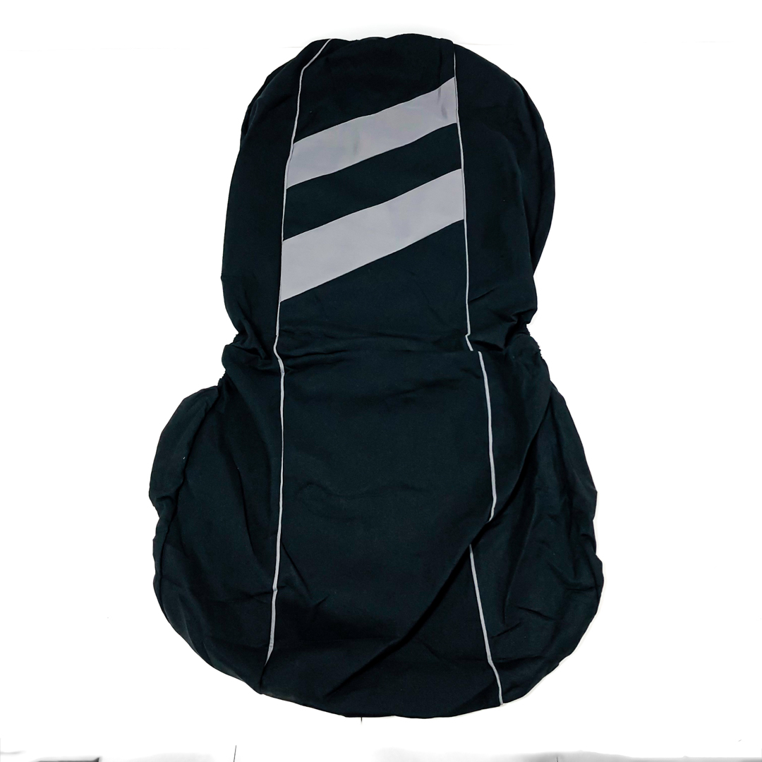 FUNDA CUBRE ASIENTO 9 PIEZAS DE TELA COLOR NEGRO CON DETALLES GRIS - 4