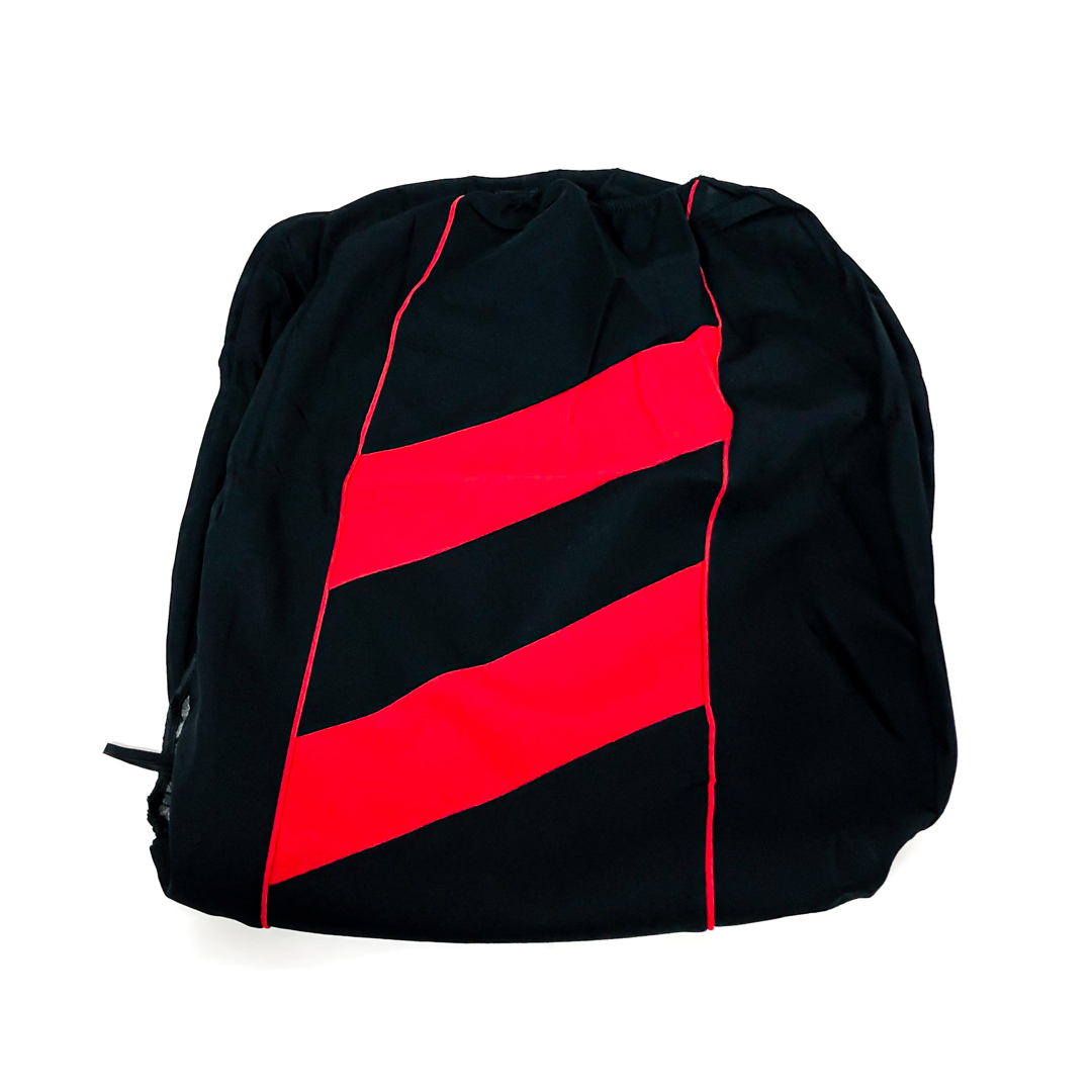 FUNDA CUBRE ASIENTO 9 PIEZAS DE TELA COLOR NEGRO CON DETALLES ROJO - 6