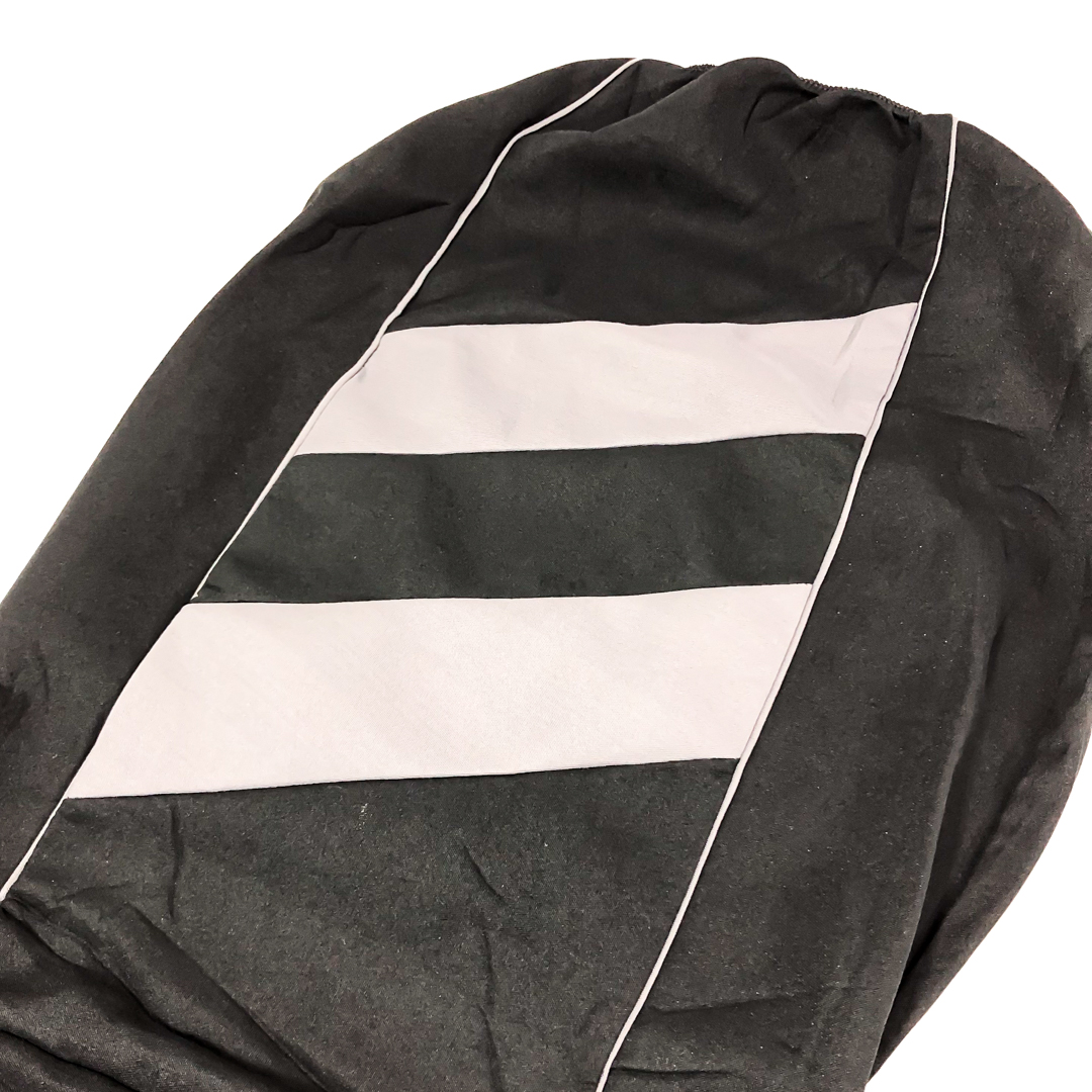 FUNDA CUBRE ASIENTO 9 PIEZAS DE TELA COLOR NEGRO CON DETALLES GRIS - 9
