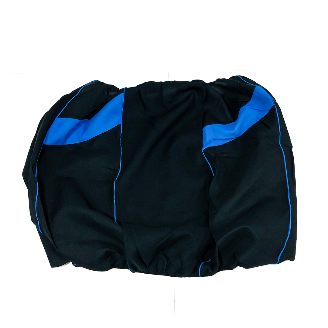 FUNDA CUBRE ASIENTO 9 PIEZAS DE TELA COLOR NEGRO CON DETALLES AZUL - 5