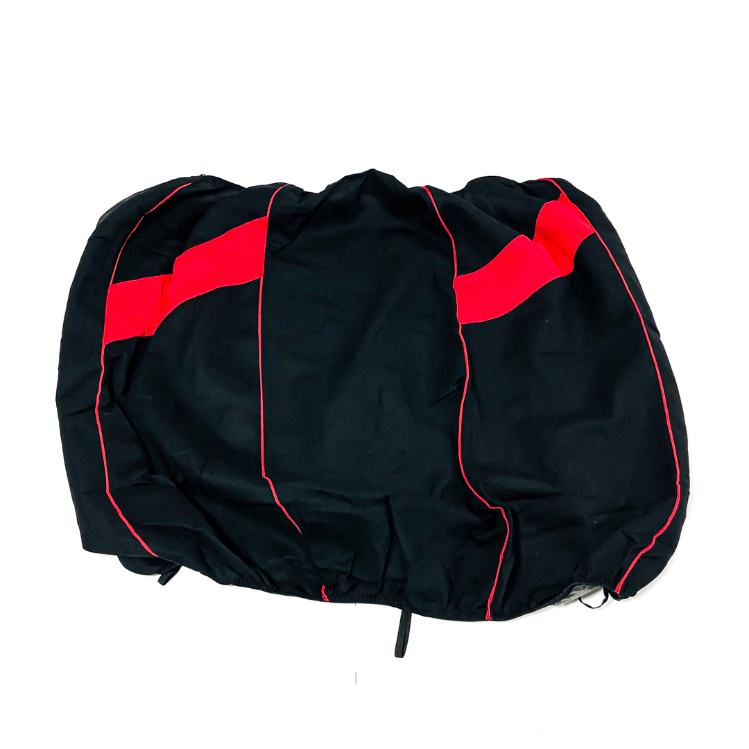 FUNDA CUBRE ASIENTO 9 PIEZAS DE TELA COLOR NEGRO CON DETALLES ROJO - 7