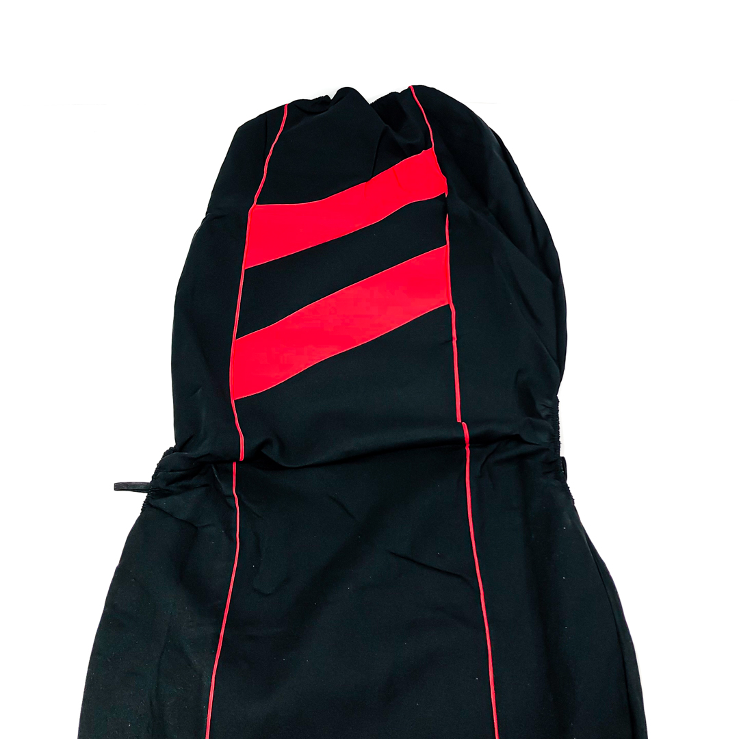 FUNDA CUBRE ASIENTO 9 PIEZAS DE TELA COLOR NEGRO CON DETALLES ROJO - 8