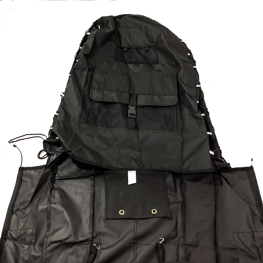FUNDA CUBRE ASIENTO COLOR NEGRA PARA ASIENTO DELANTERO INDIVIDUAL DE TELA RESISTENTE AL AGUA CON ELASTICO LATERAL Y ORGANIZADOR DE ASIENTO TRASERO - 9