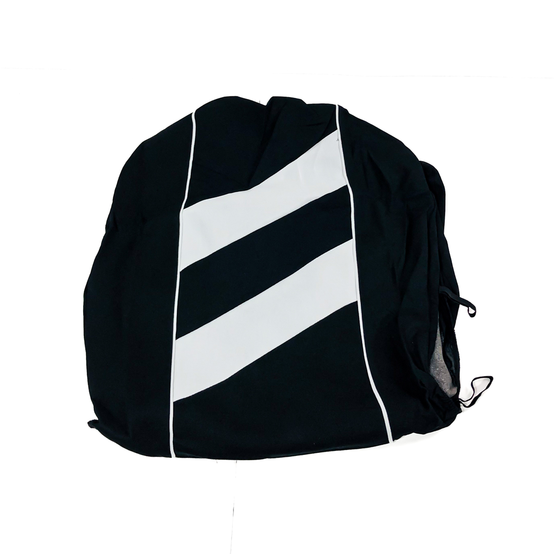 FUNDA CUBRE ASIENTO 9 PIEZAS DE TELA COLOR NEGRO CON DETALLES BLANCO - 9