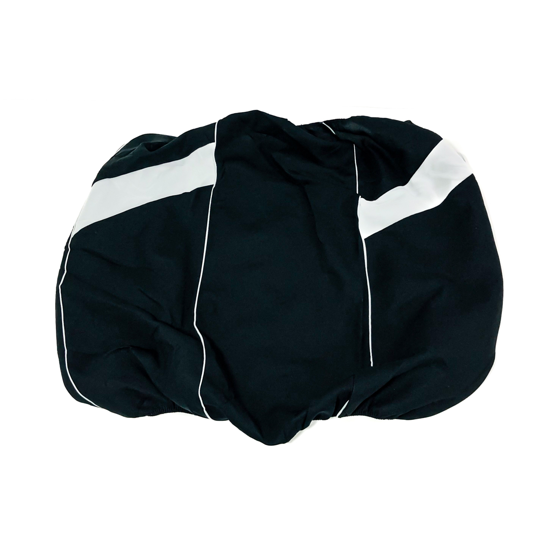 FUNDA CUBRE ASIENTO 9 PIEZAS DE TELA COLOR NEGRO CON DETALLES BLANCO - 10