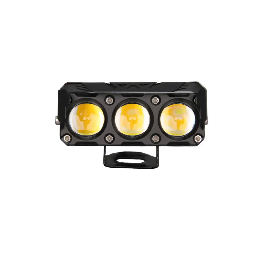 OFF ROAD FARO DE LED UNIVERSAL RECTANGULAR TRIPLE LUPA COLOR BLANCO Y AMBAR 12V / 24V MEDIDAS 10,4 CM * 4,3 CM * 3,8 CM