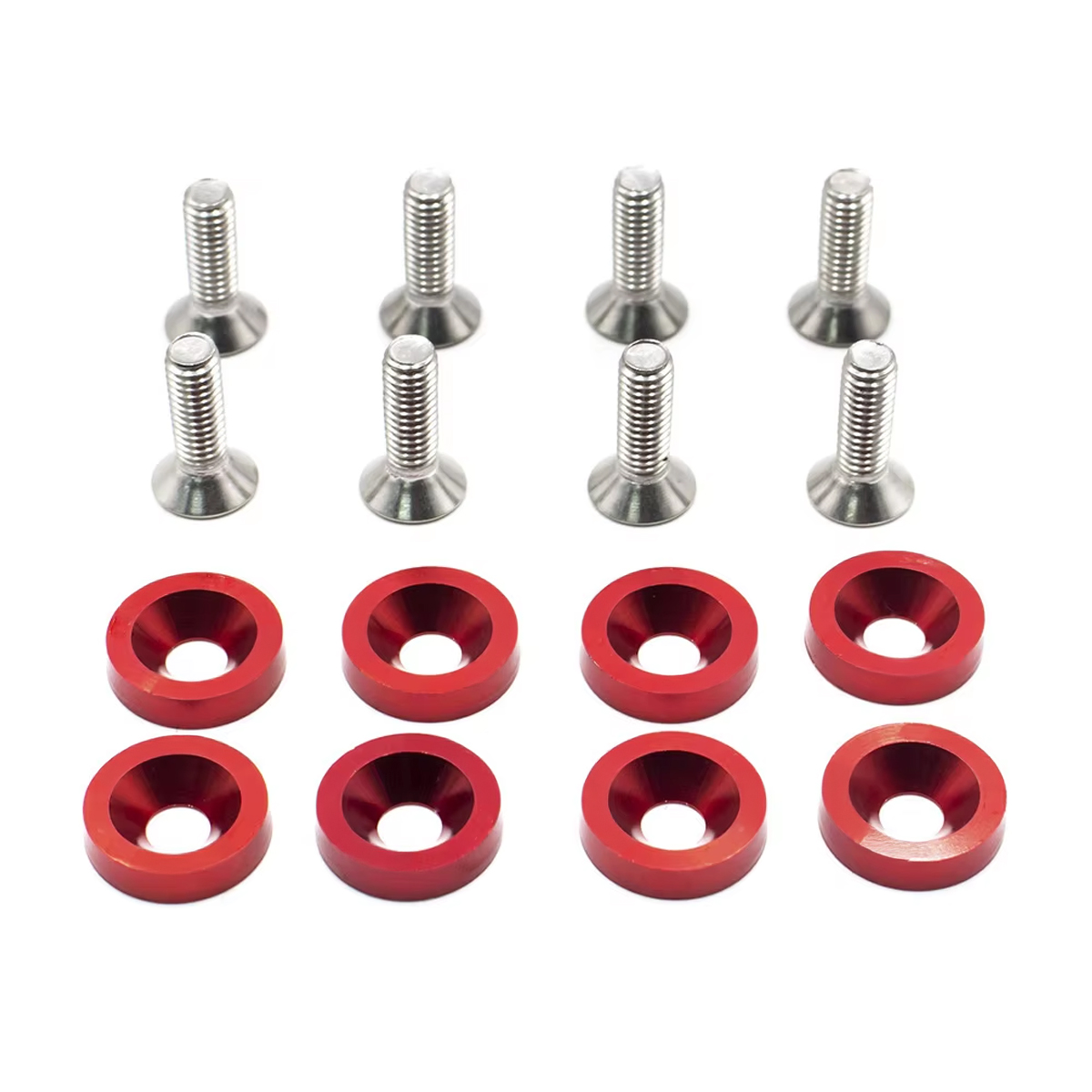 KIT DE ARANDELAS ANODIZADAS ROJO JUEGO X 8 PIEZAS