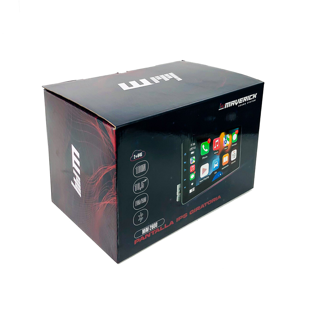 EQUIPO MULTIMEDIA PANTALLA 1 DIN 10.5" CON ROTACION IPS TOUCH SCREEN, CARPLAY & ANDROID AUTO, MEMORIA 2+64GB, BLUETOOTH, MIRROR LINK, POTENCIA 4*45W, - 2