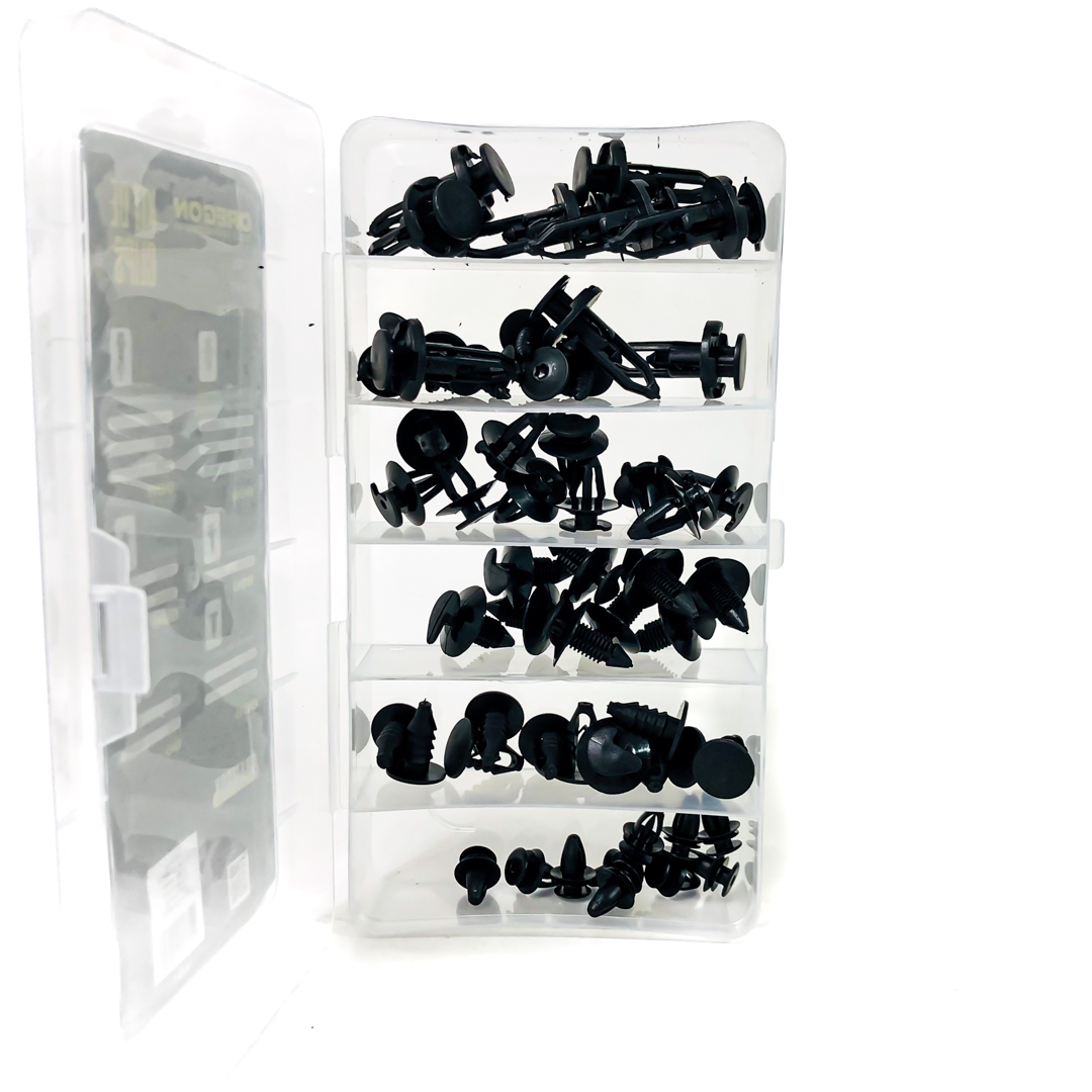 CLIPS PLASTICOS CAJA SURTIDA CON 60 CLIPS (10 DE CADA MODELO VER EN FOTO) COLOR NEGRO - 2