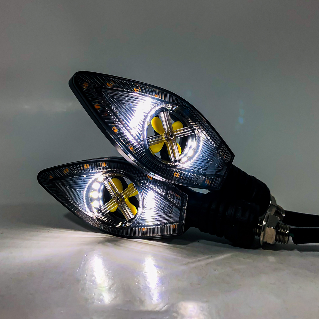 OFF ROAD FARO DE LED DE MOTO FARO DE GIRO UNIVERSAL AMBAR SECUENCIAL 12V 5W 1500 LUX JUEGO 2 UNIDADES - 4