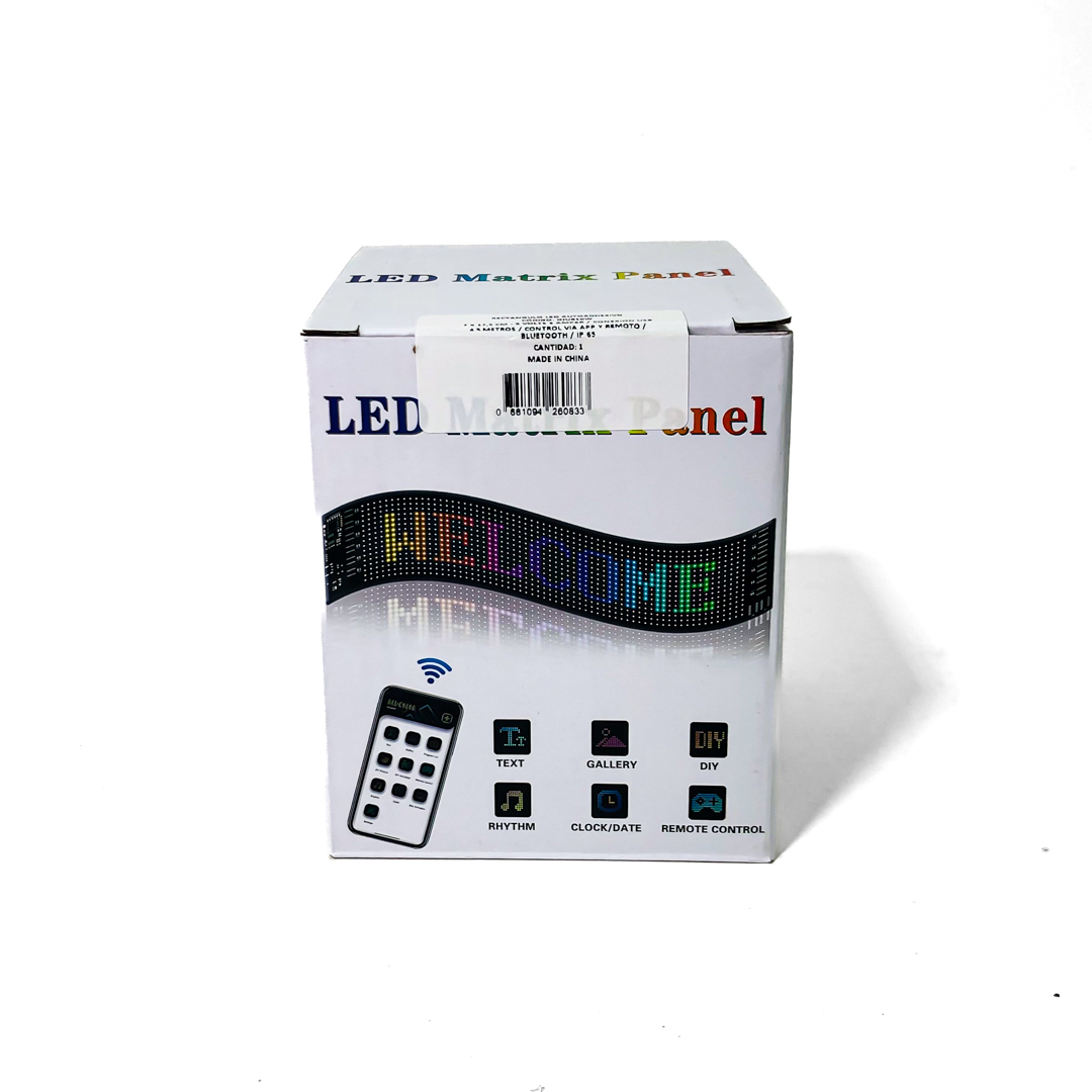 PANEL LED PANEL RGB PARA USO EN PARABRISAS O LUNETA l 16*32 PIXELES  MEDIDAS 7 X 17.3 cm 12V / 24V CONEXION USB BLUETOOTH CON APP Y CONTROL REMOTO - 5