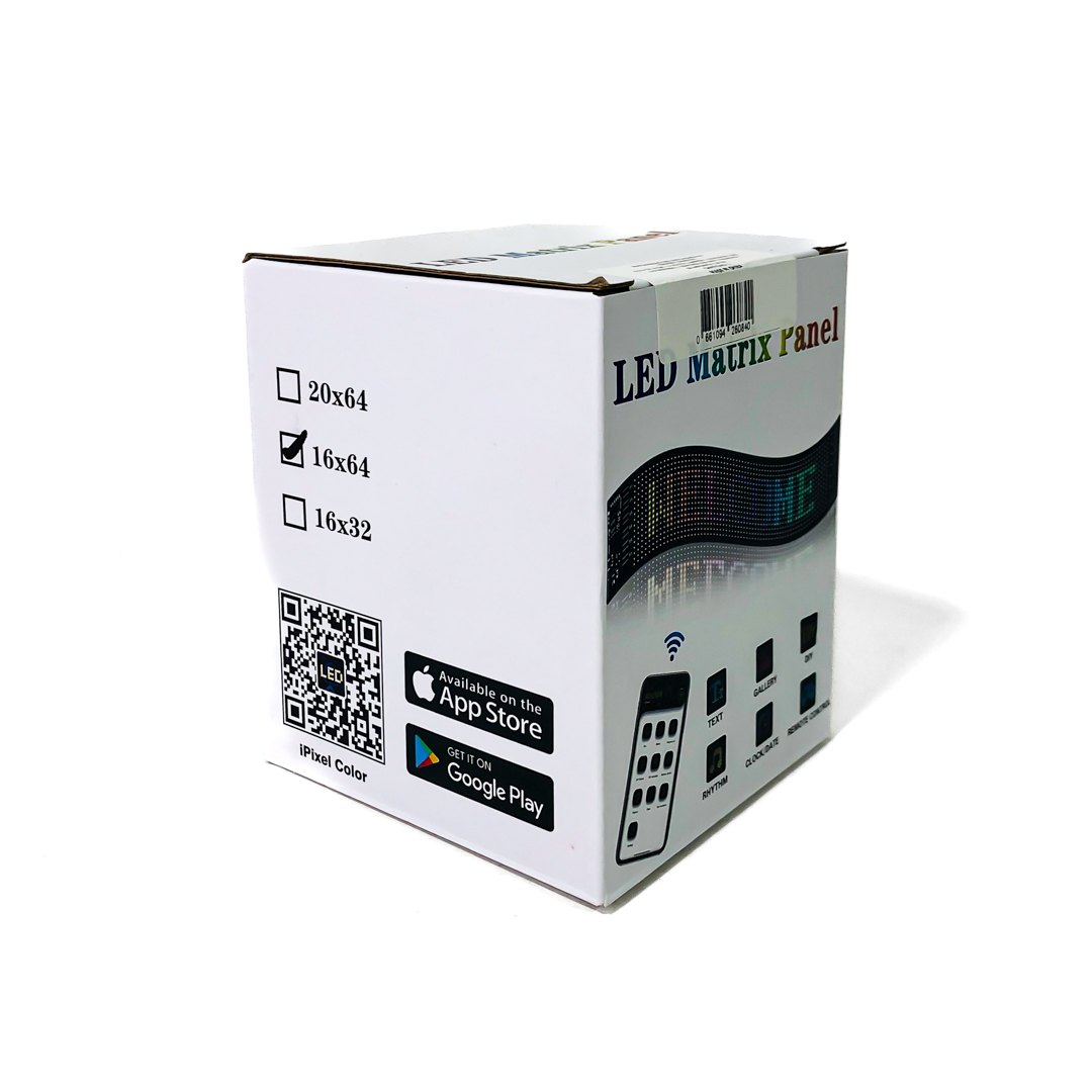 PANEL LED RGB 1280 LEDS l 16*64 PIXELES MEDIDAS 10 X 35 cm 12V / 24V CONEXION USB BLUETOOTH CON APP Y CONTROL REMOTO - 9