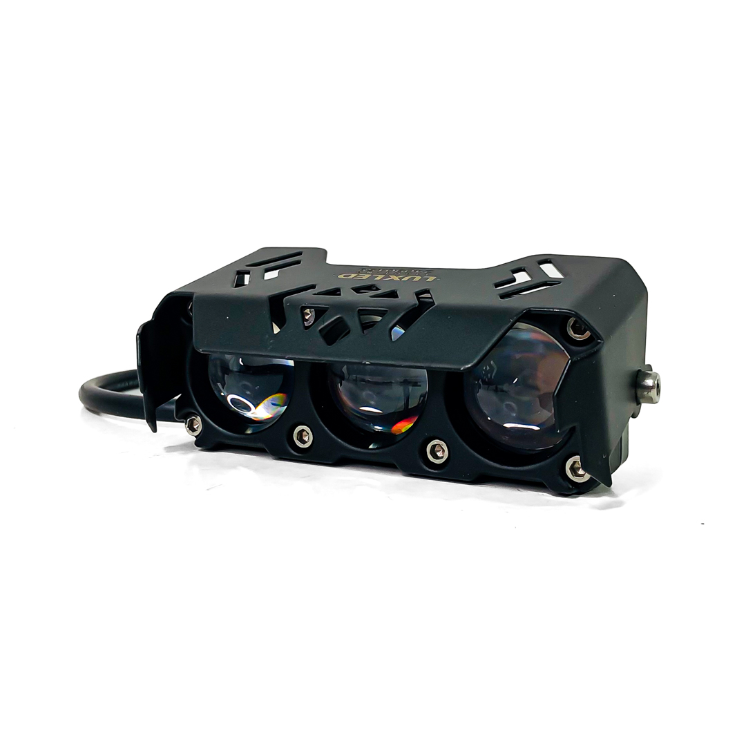 OFF ROAD FARO DE LED UNIVERSAL RECTANGULAR TRIPLE LUPA COLOR BLANCO Y AMBAR 12V / 24V  MEDIDAS 10,4 CM * 4,3 CM * 3,8 CM - 8
