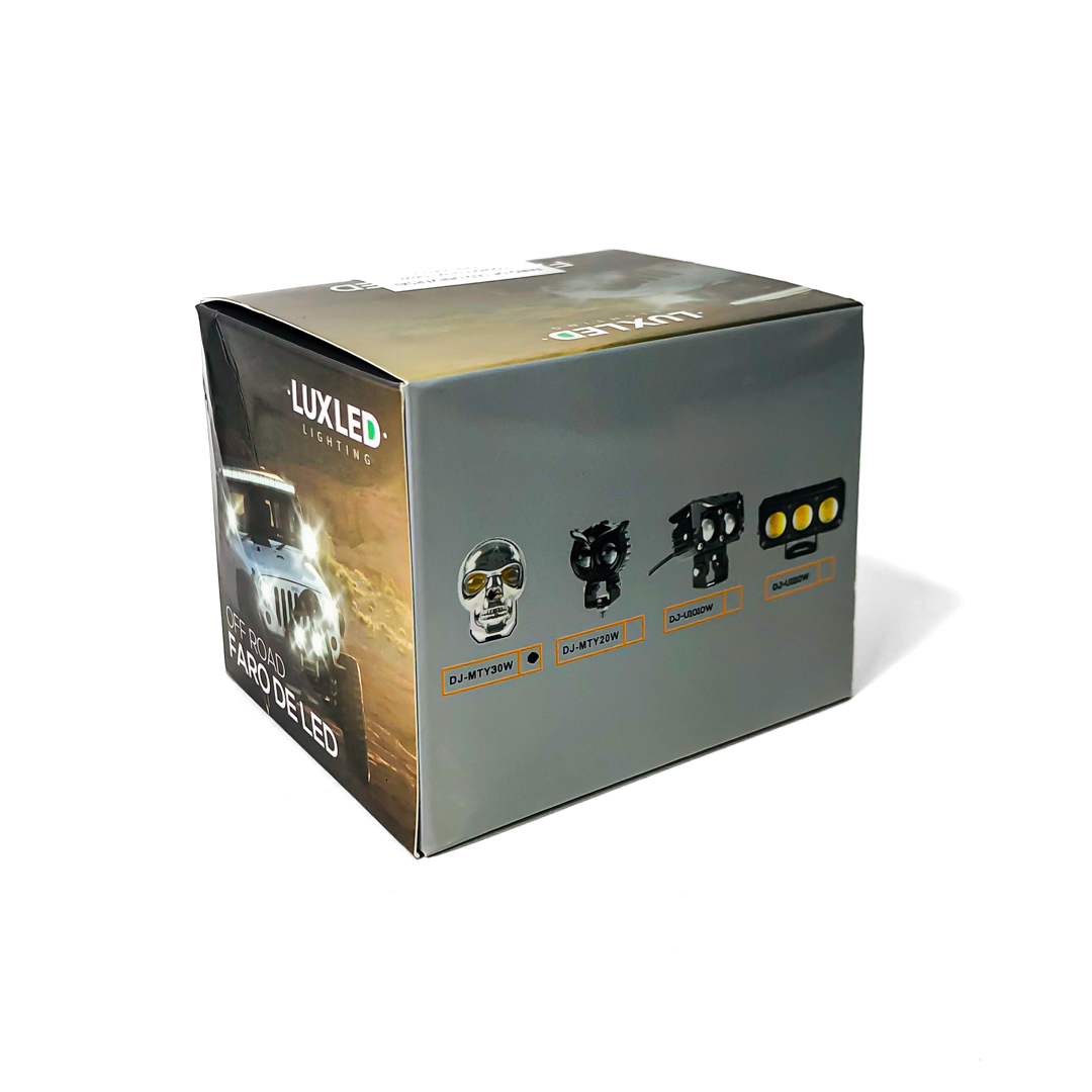 OFF ROAD FARO DE LED UNIVERSAL CALAVERA CON ILUMINACION EN LOS OJOS FUNCIONES BLANCA / AMBAR / BLANCA + AMBAR + FLASH + RGB 12V / 24V MEDIDAS 8,5 CM * 6,5 CM * 5,3 CM - 10