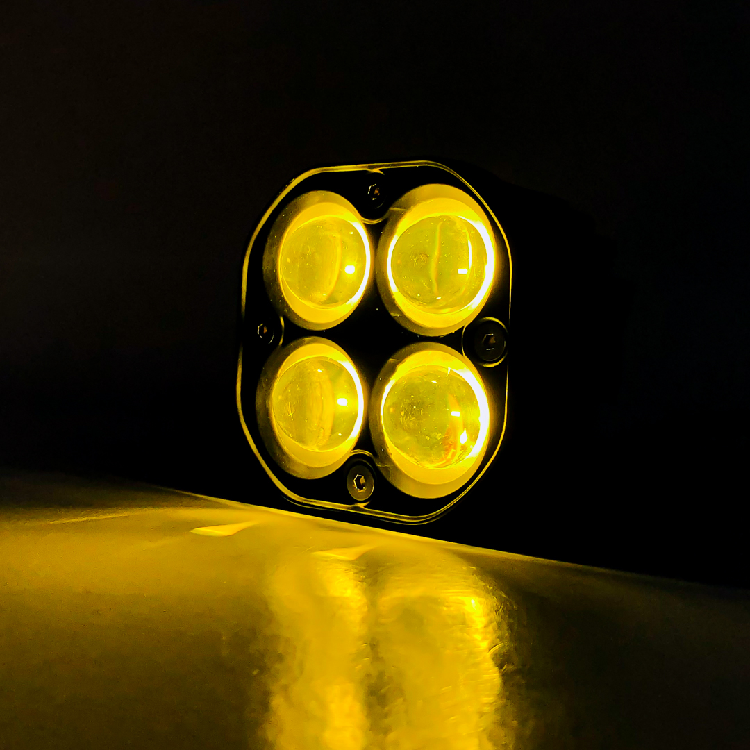 OFF ROAD FARO DE LED UNIVERSAL JUEGO DE FARO CUADRADO CON FUNCION ALTA Y BAJA, COLOR BLANCO Y AMBAR 12V / 24V MEDIDAS 7,5 CM * 7 CM * 6,8 CM - 10