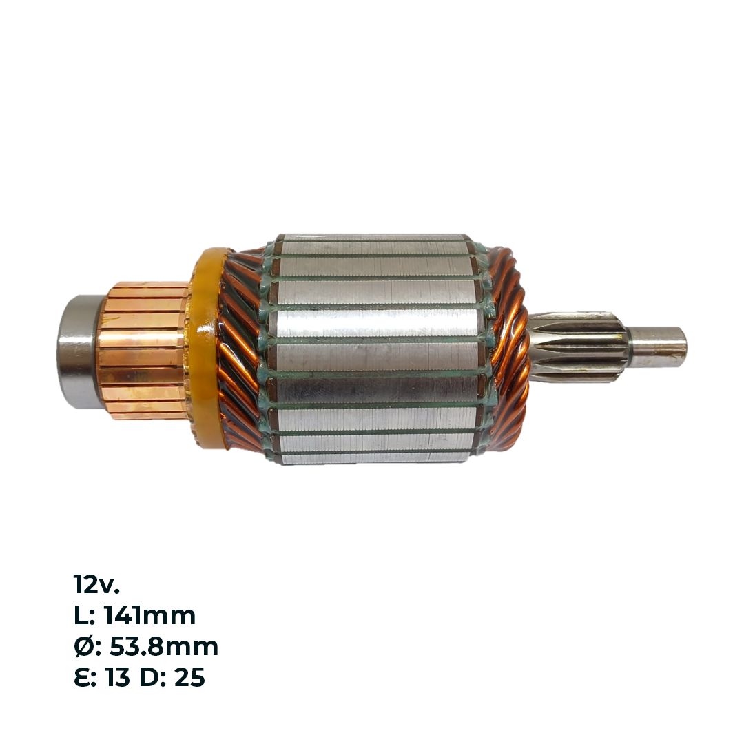 INDUCIDO - BOBINA DE ARRANQUE TIPO MITSUBISHI CHEVROLET S-10 2.8 TD MWM 4.07 NISSAN FRONTIER 2.8 TDI MWM 4.07. 12V. L: 141MM Ø: 53.8MM E: 13 D: 25 IMI2513.10N INN MIT009 IMI-621 IMI3571 PA42007 IMT601