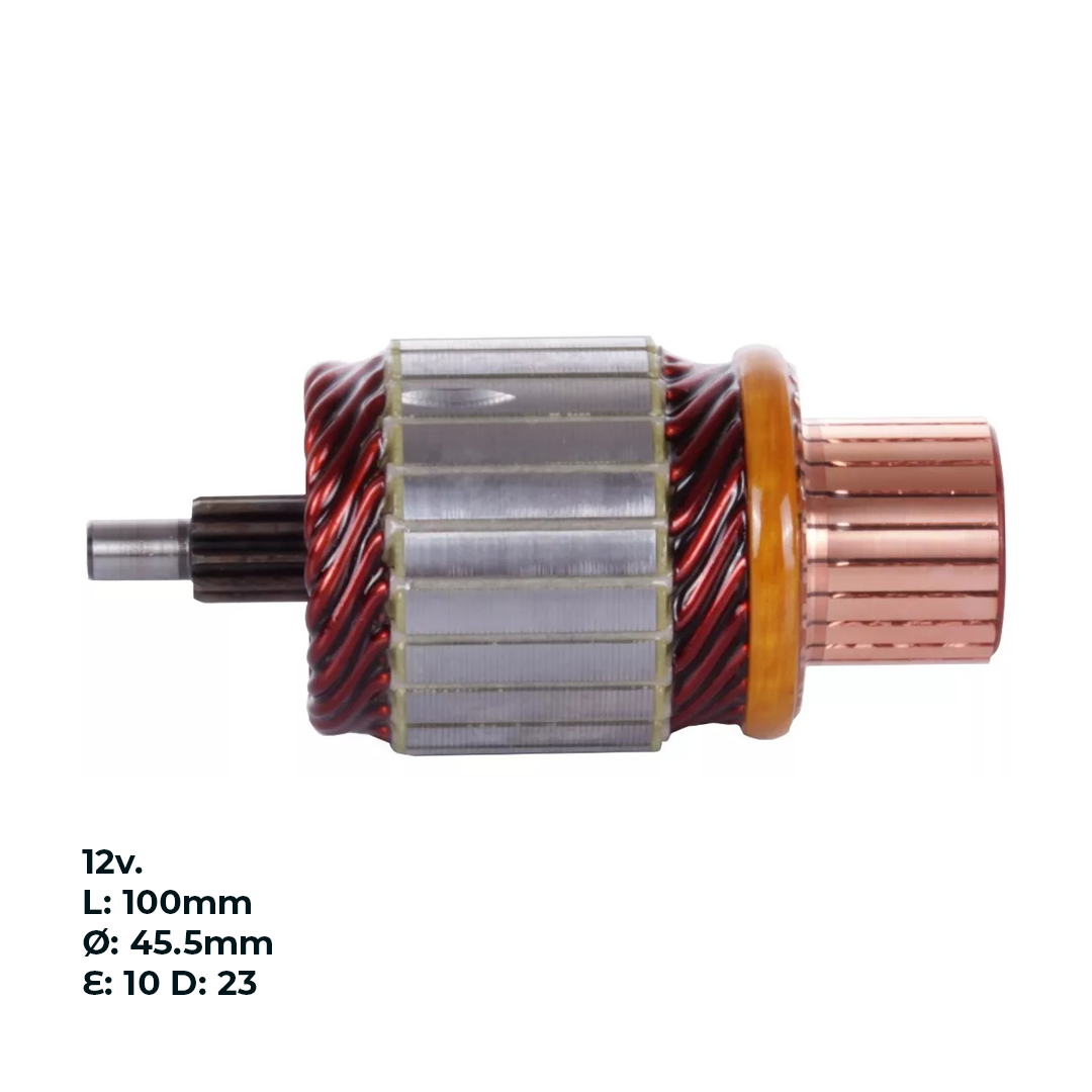 INDUCIDO - BOBINA DE ARRANQUE TIPO DELCO CHEVROLET CORSA 1.0 8V EFI, MERIVA 1.8 8V. 12V. L: 100MM Ø: 45.5MM E: 10 D: 23 IDE2310.10N INN DEL016 IDR-102 IDE4505 PA42075 IMD306 / IMD8000660
